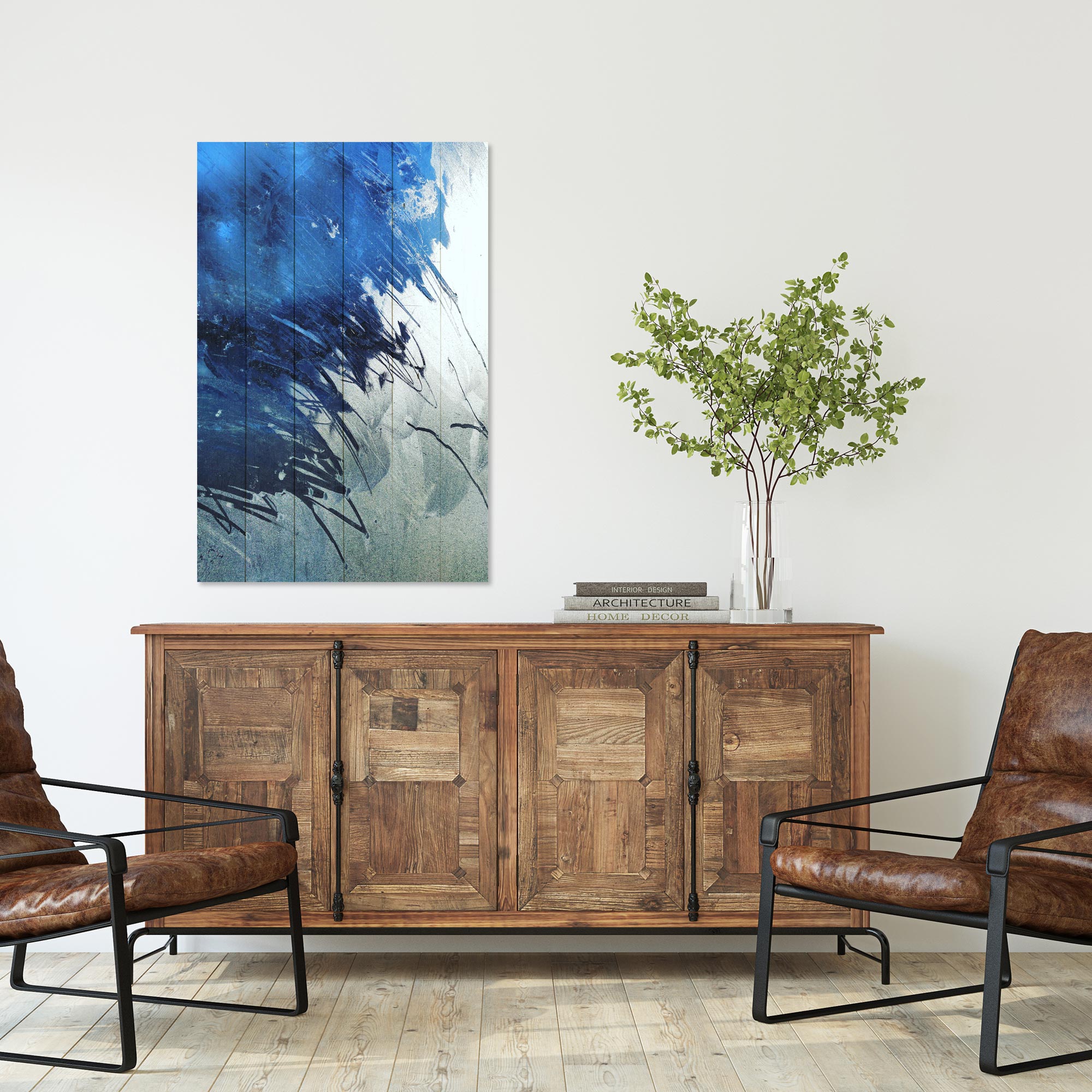 Bild Wood Blue Art Abstrakt-50x70 cm