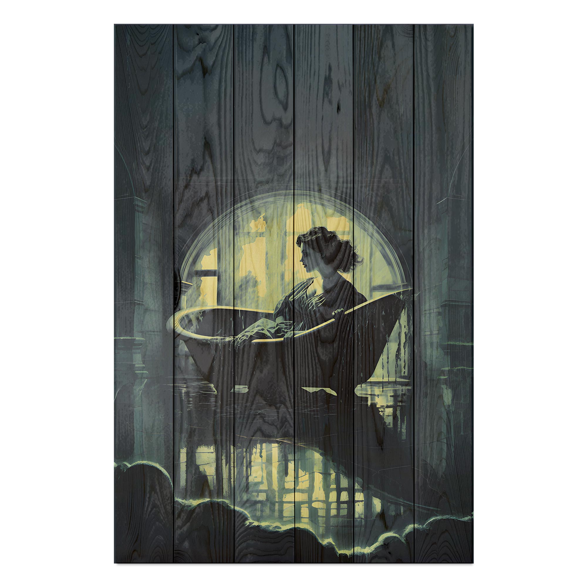 Wood Picture Bath Dark Academia-30x40 cm