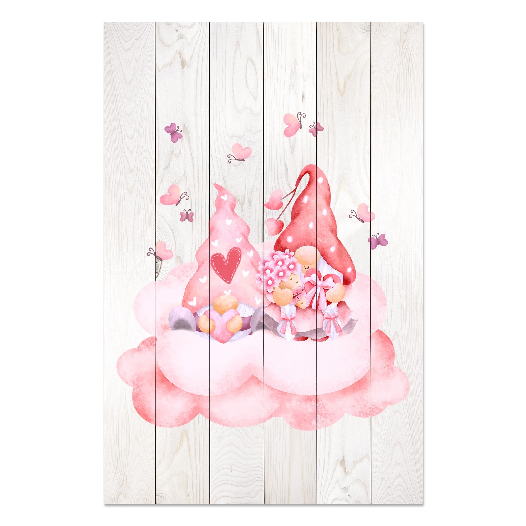 Obraz Wood Pink Gnome Couple-30x30 cm