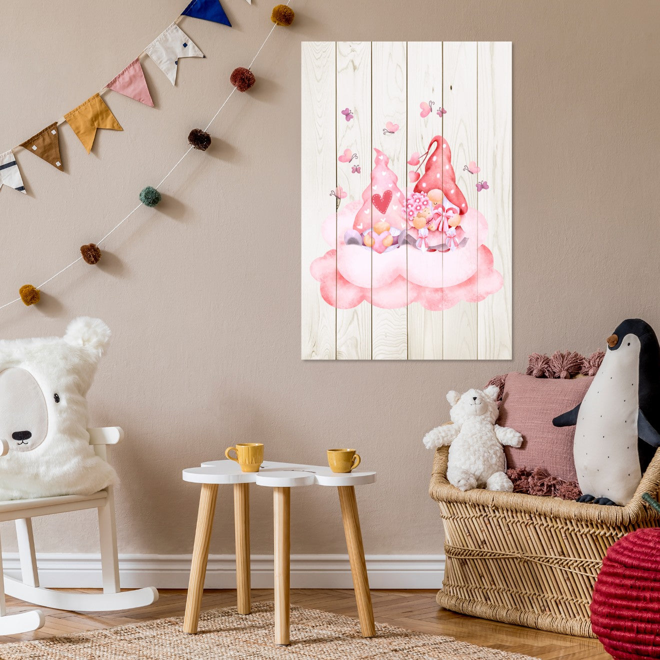 Obraz Wood Pink Gnome Couple-20x30 cm