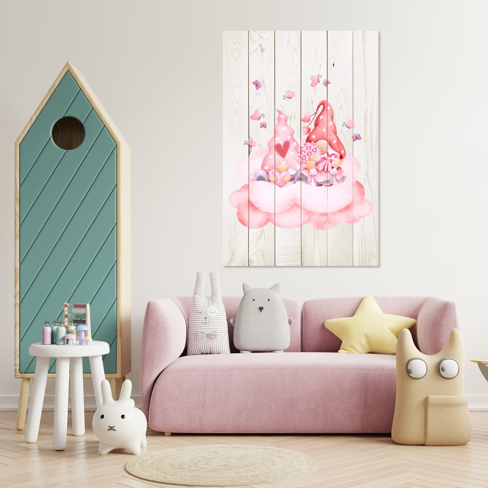 Obraz Wood Pink Gnome Couple-30x40 cm