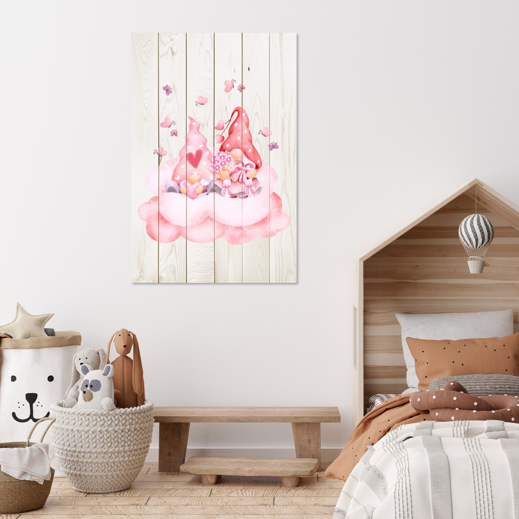 Obraz Wood Pink Gnome Couple