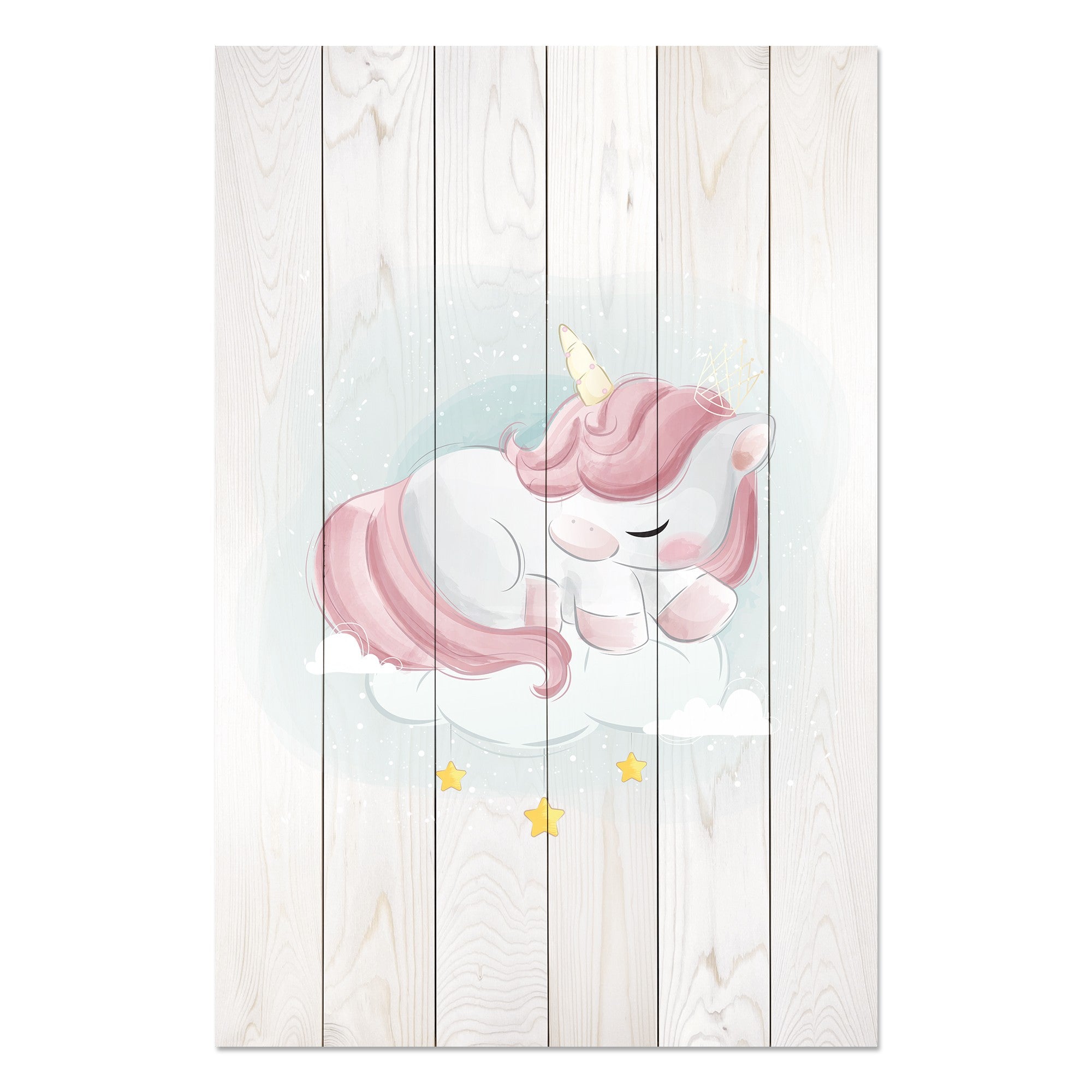 Obraz Wood Sweet Unicorn Sleeping Cloud