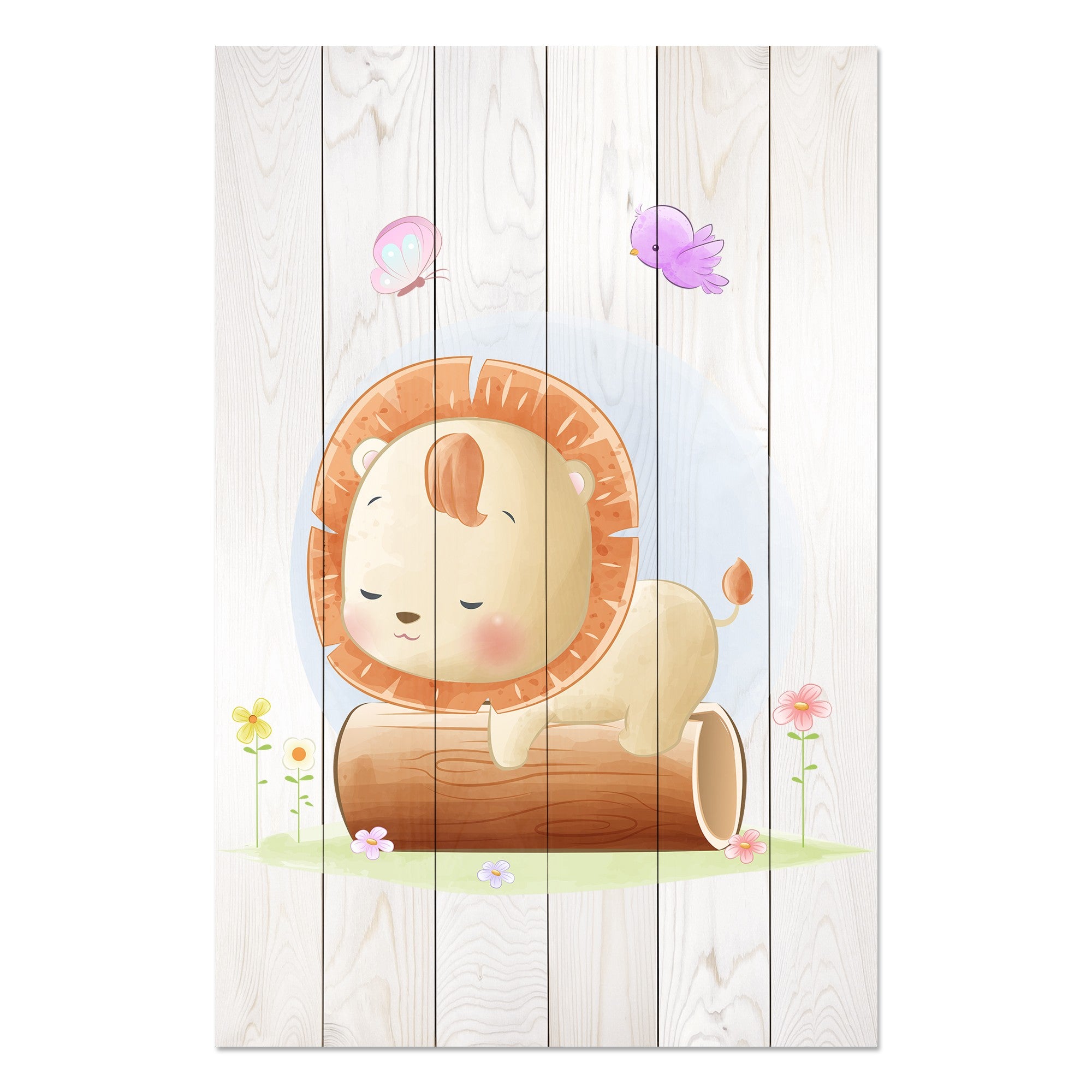 Obraz Wood Spiaci malý lev-40x60 cm