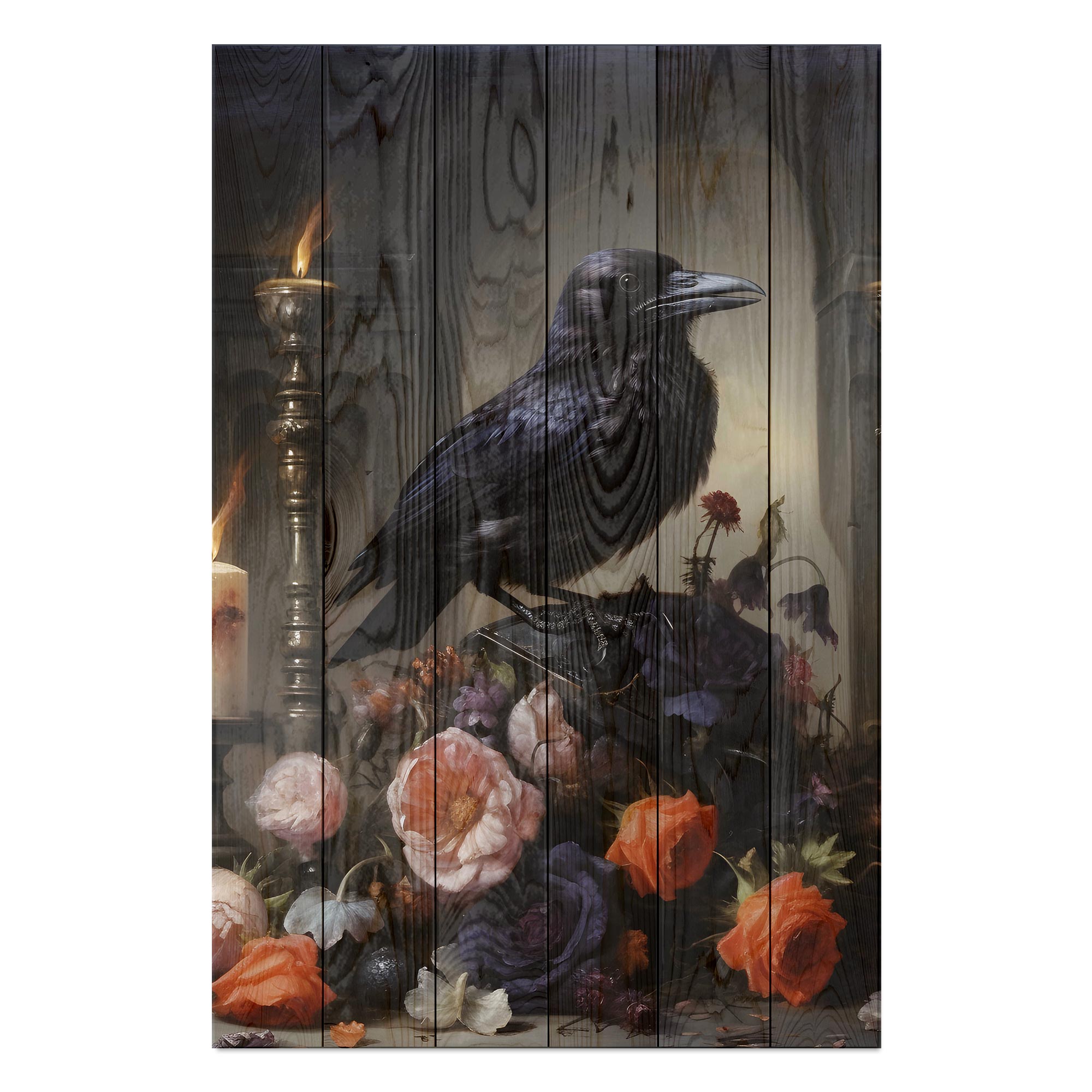 Wood Picture Crow Dark Academia-40x60 cm