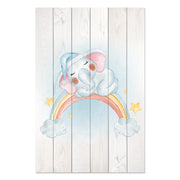 Obraz Wood Little Elephant on the Rainbow-30x30 cm