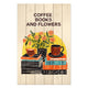Bild Wood Kaffee Bücher Blumen