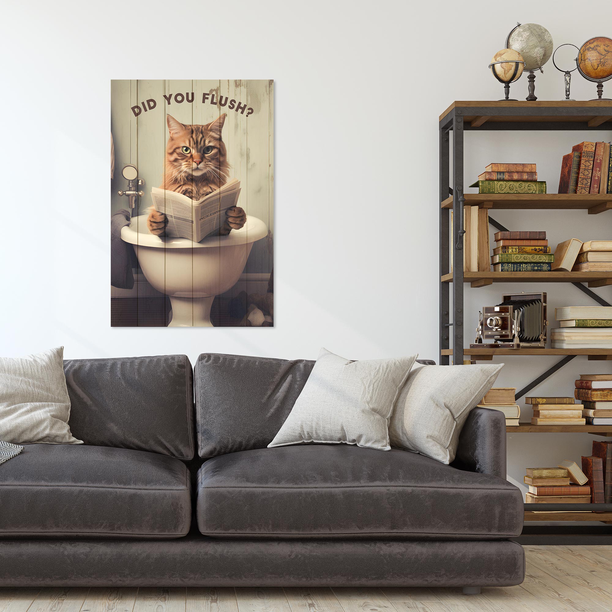 Obraz Wood Spláchl jsi Kočku-50x70 cm