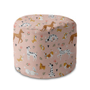 Kulatá taburetka podnožka Pink Cartoon Dogs-Oxford