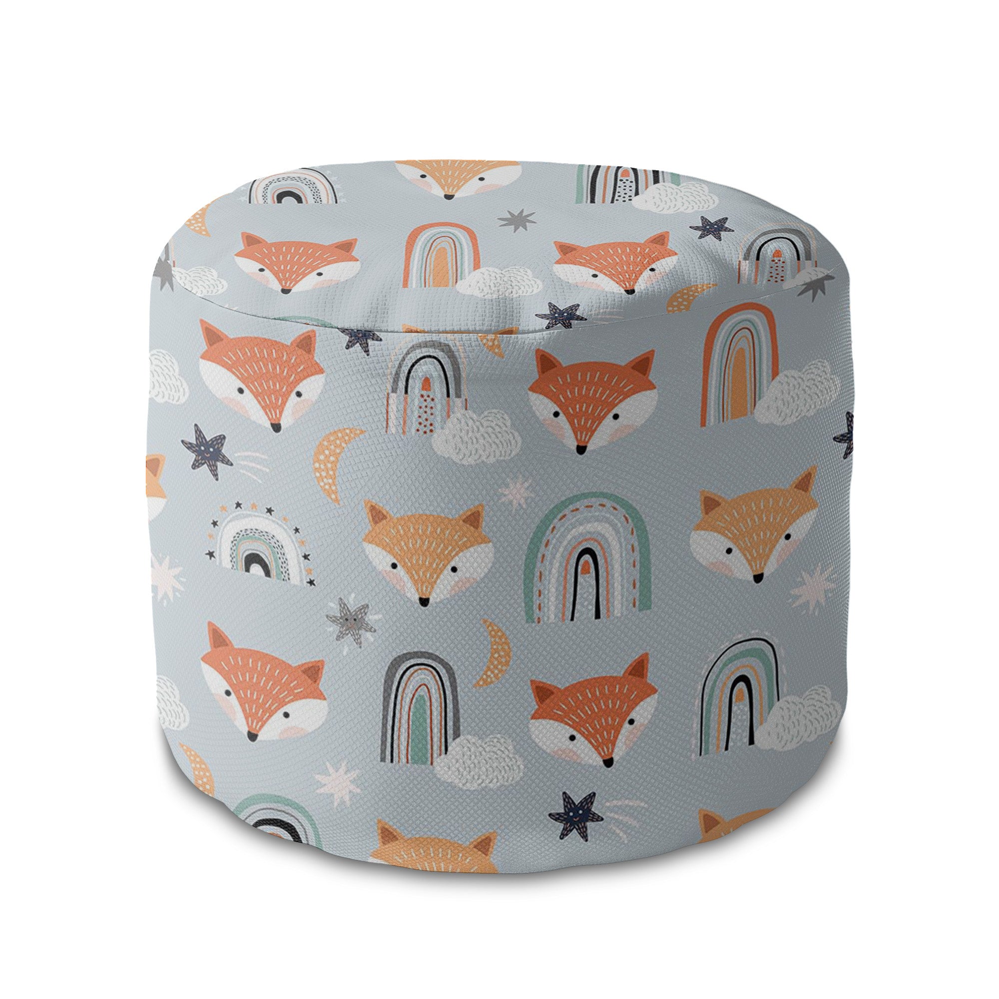 Round Pouf Footrest Pastel Foxes-Panama