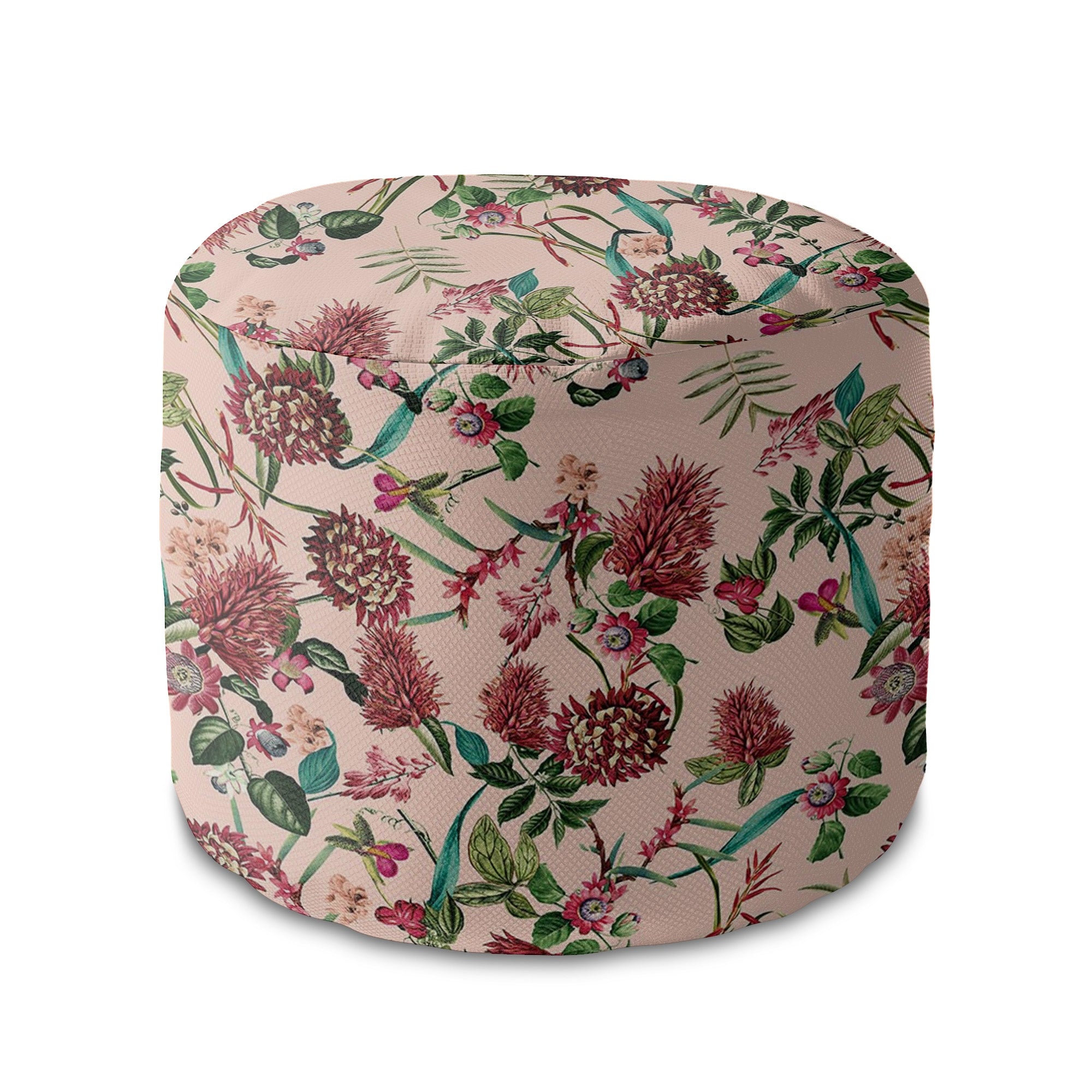 Puf okrągły podnóżek Dark Jungle Pink-Oxford