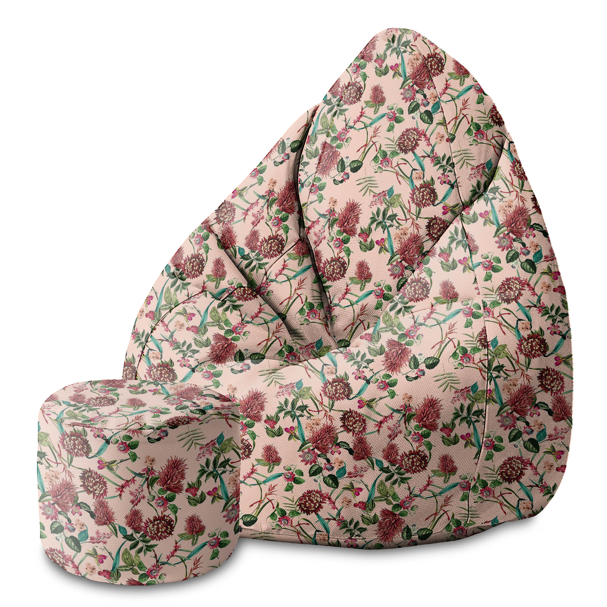 Puf okrągły podnóżek Dark Jungle Pink-Oxford