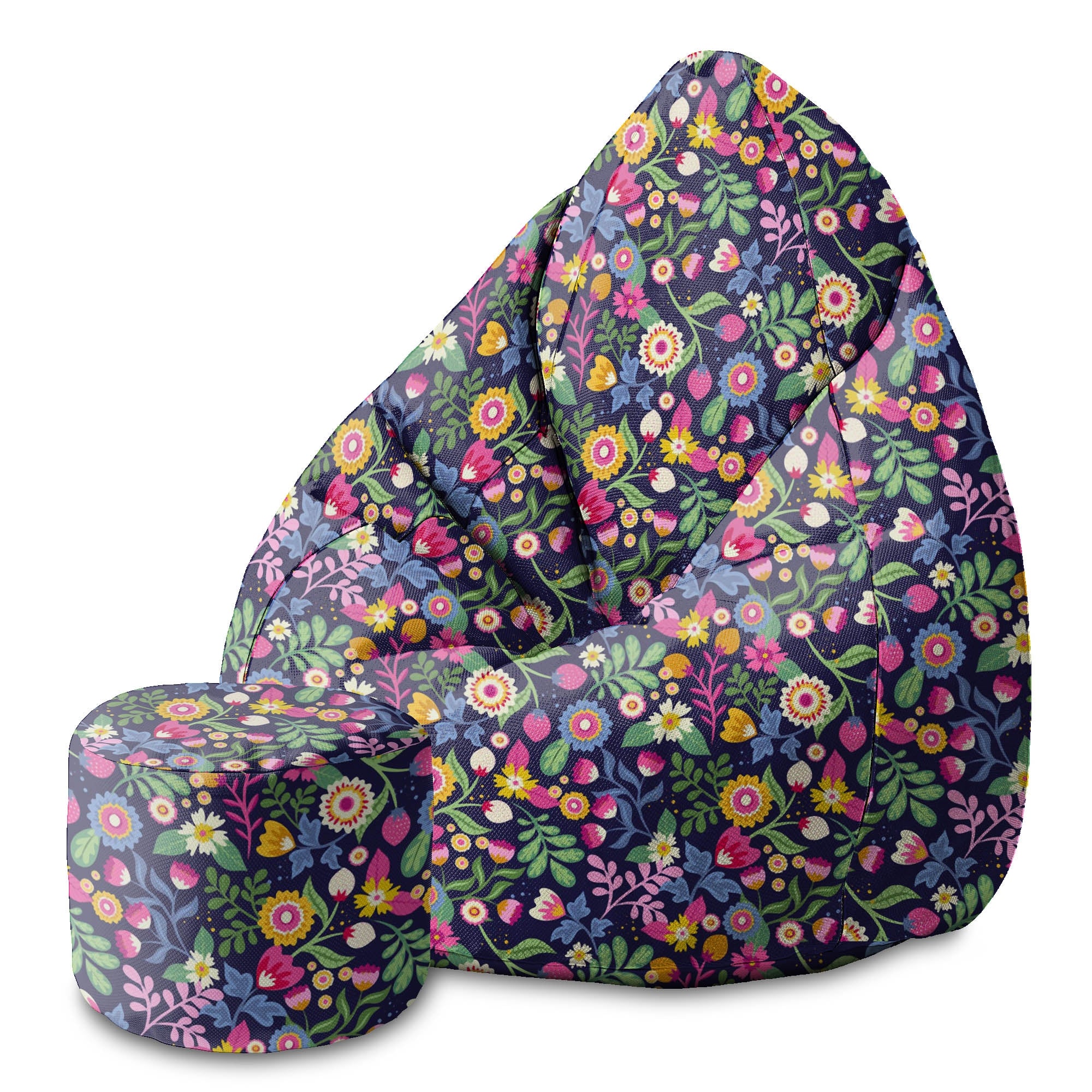 Round Pouf Footstool Exotic Floral-Oxford