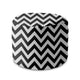 Round Pouf Footstool Zig Zag Black-Oxford