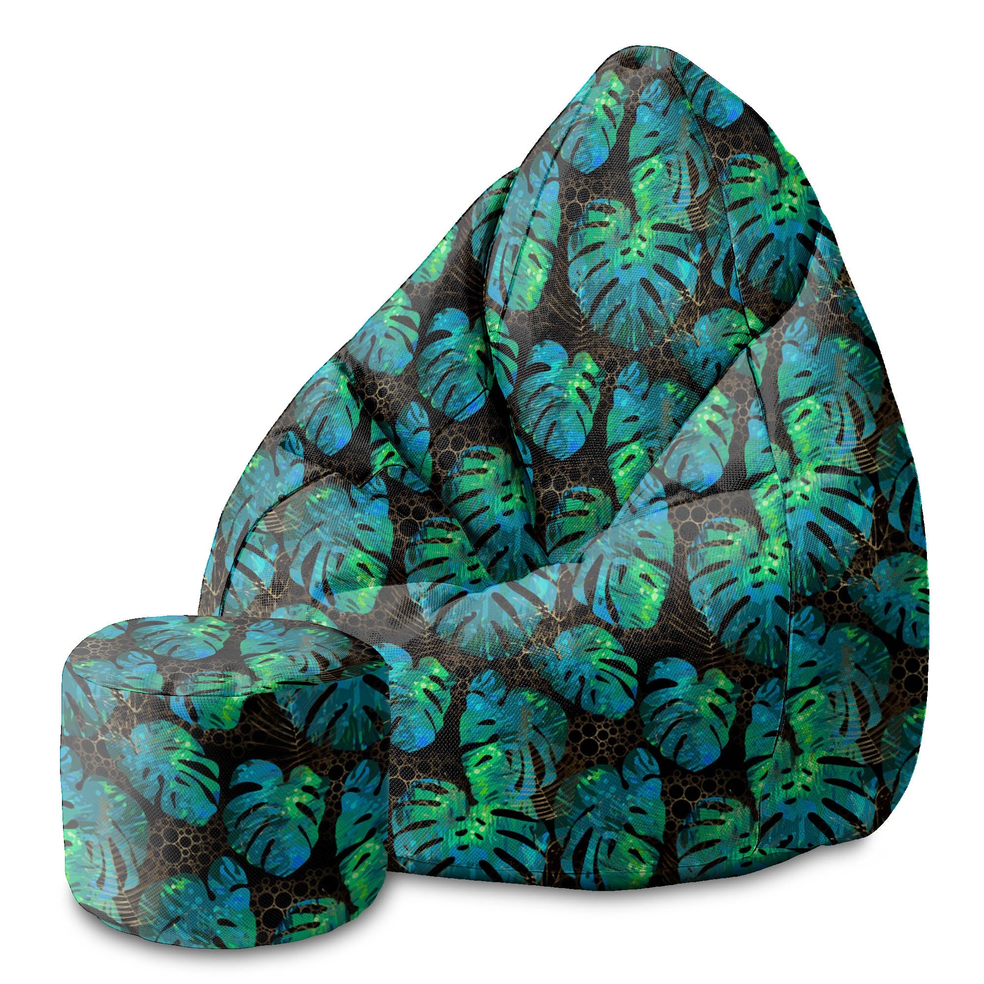 Runder Hocker Fußhocker Sea Green Monstera
