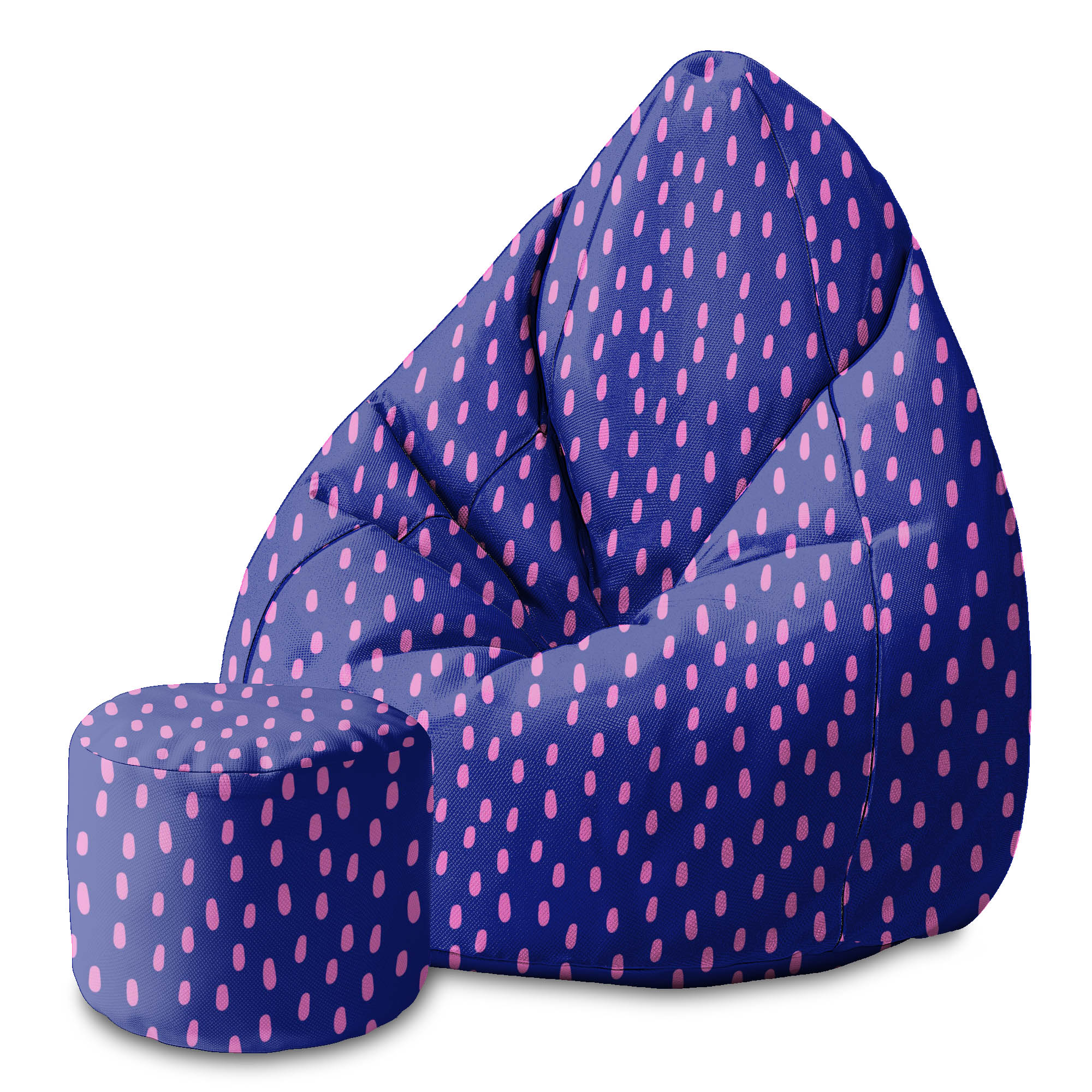 Round Pouf Footstool Pink Spots