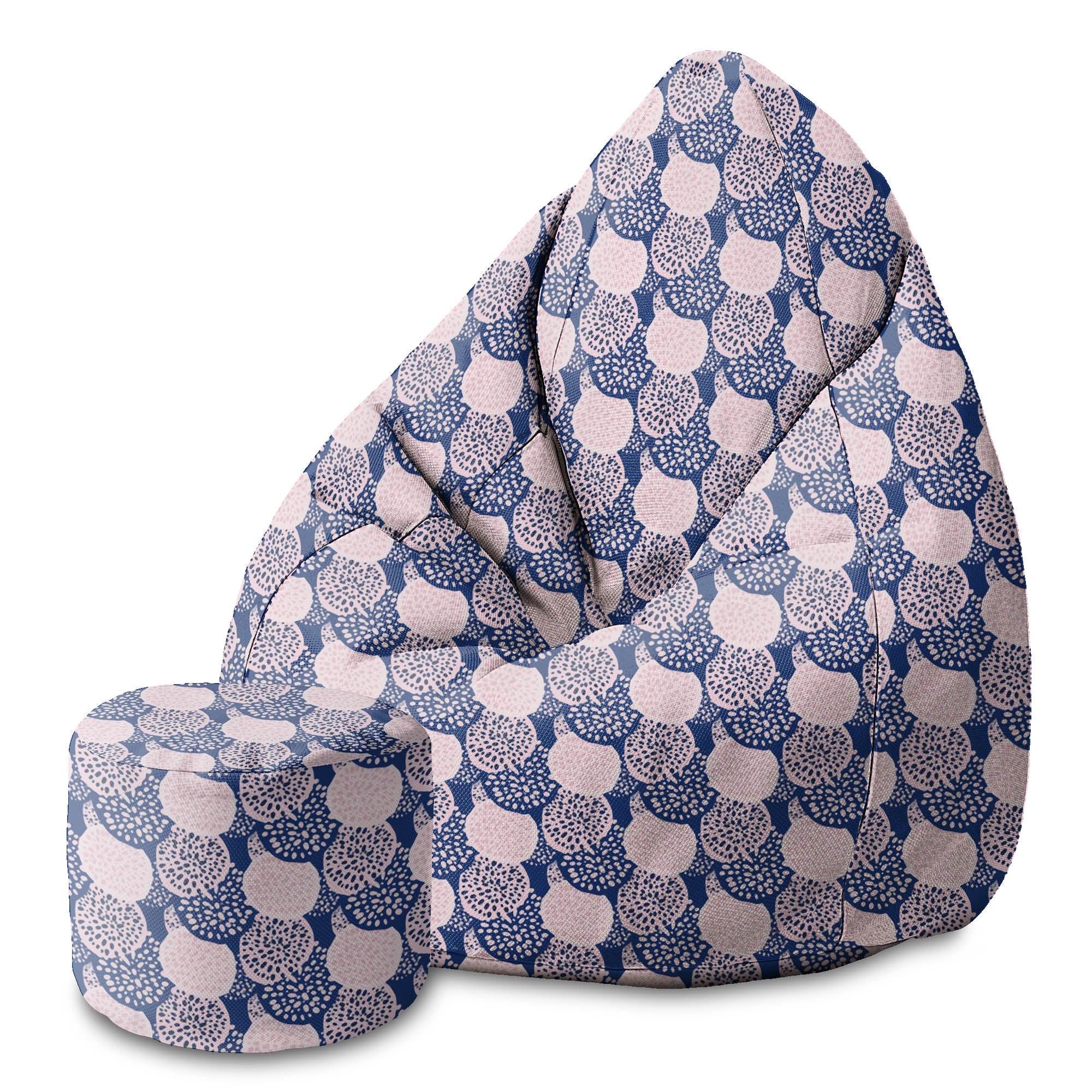 Puf okrągły podnóżek Pink and Blue Geometric Ornament-Oxford