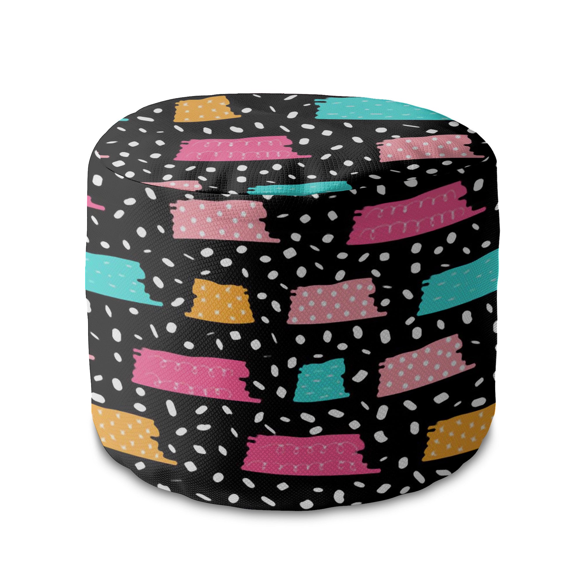 Round Pouf Footrest Random Shapes-Oxford
