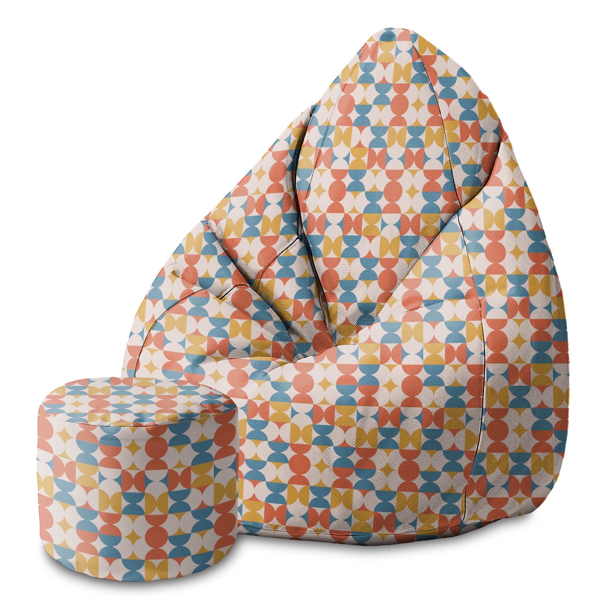 Puf okrągły podnóżek Geometric Retro-Panama