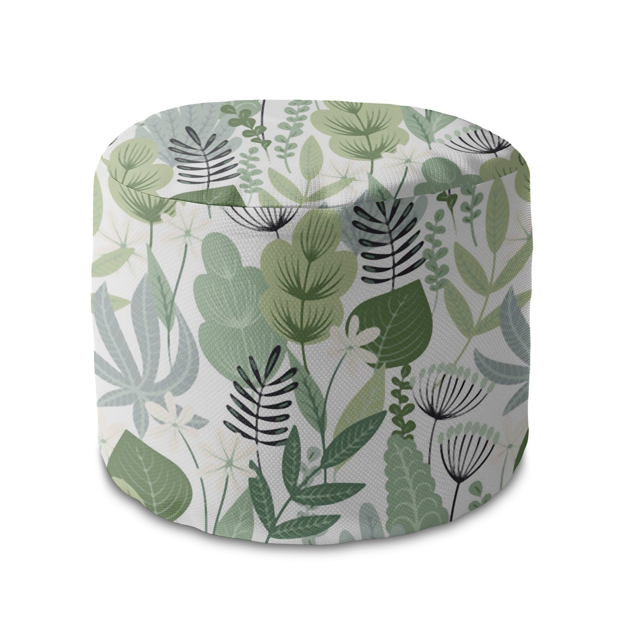 Round Pouf Footrest Flowers and Grass-Panama