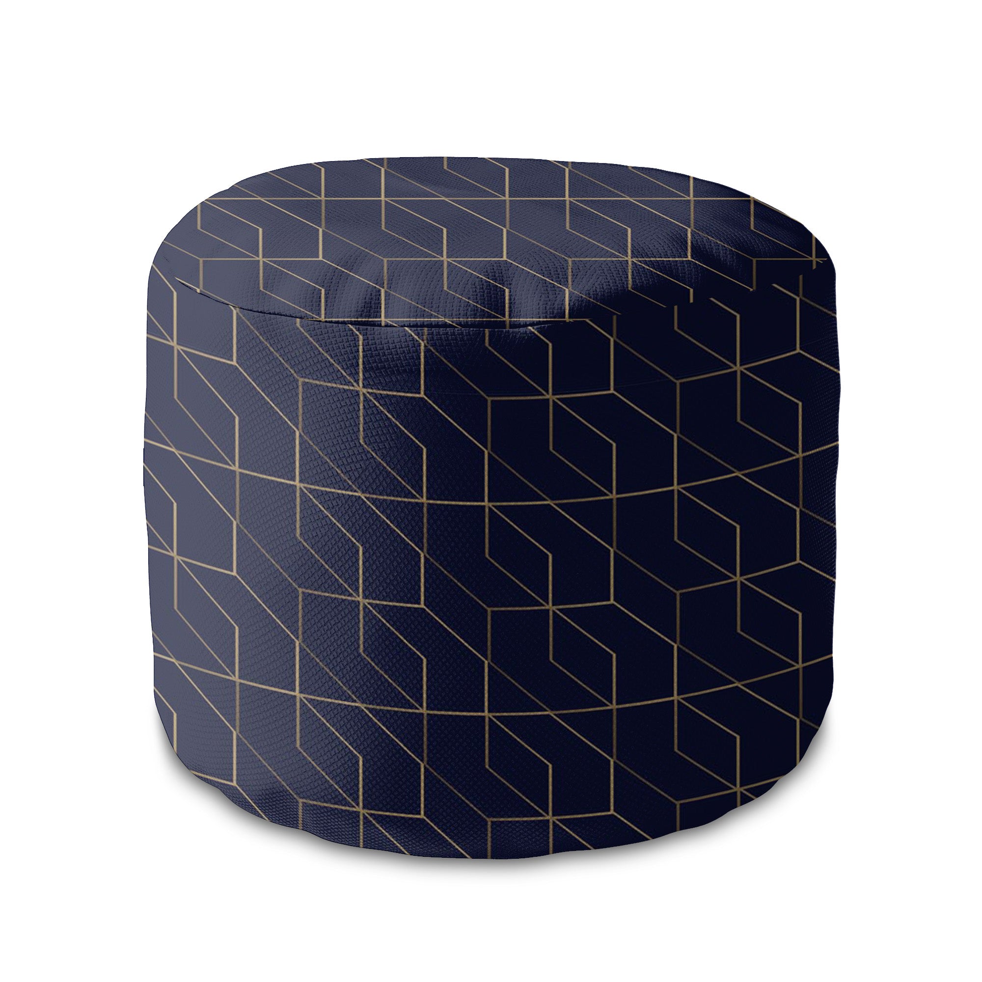 Round Pouf Footrest Gold Luxury Pattern-Panama
