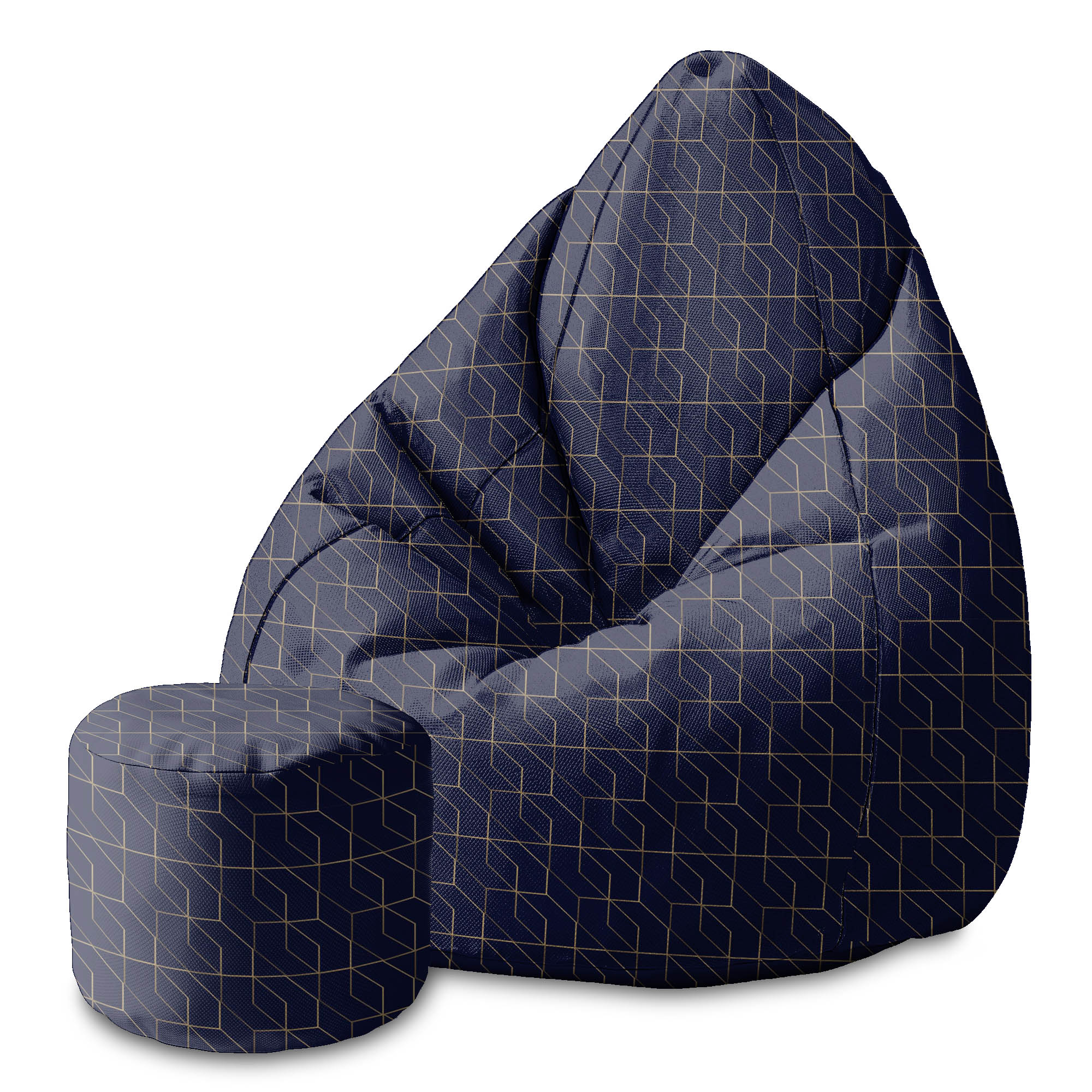 Round Pouf Footrest Gold Luxury Pattern