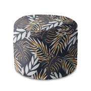 Round Pouf Footrest Golden Leaves