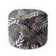 Round Pouf Footrest Golden Leaves