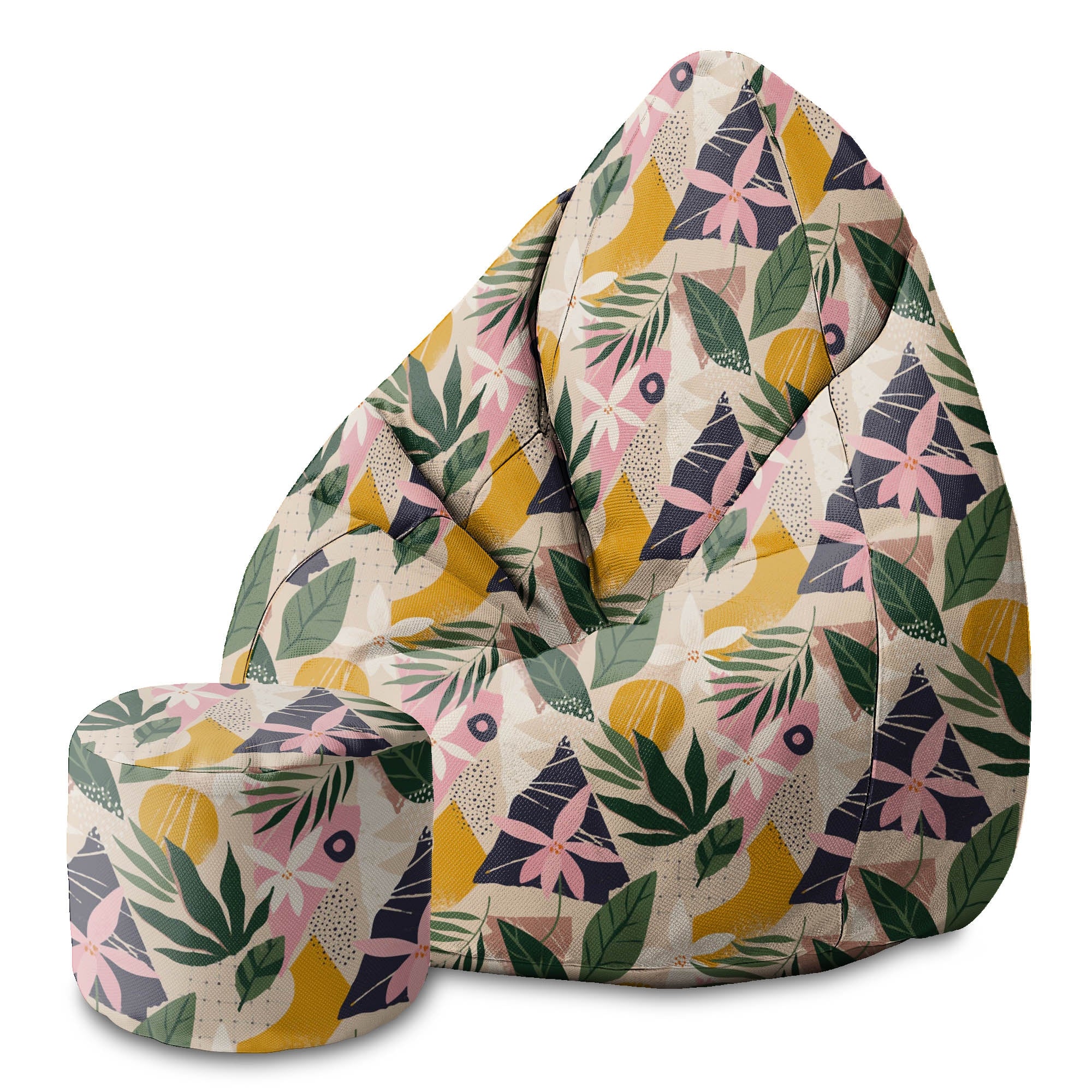 Runder Hocker Fußstütze Collage Floral-Oxford