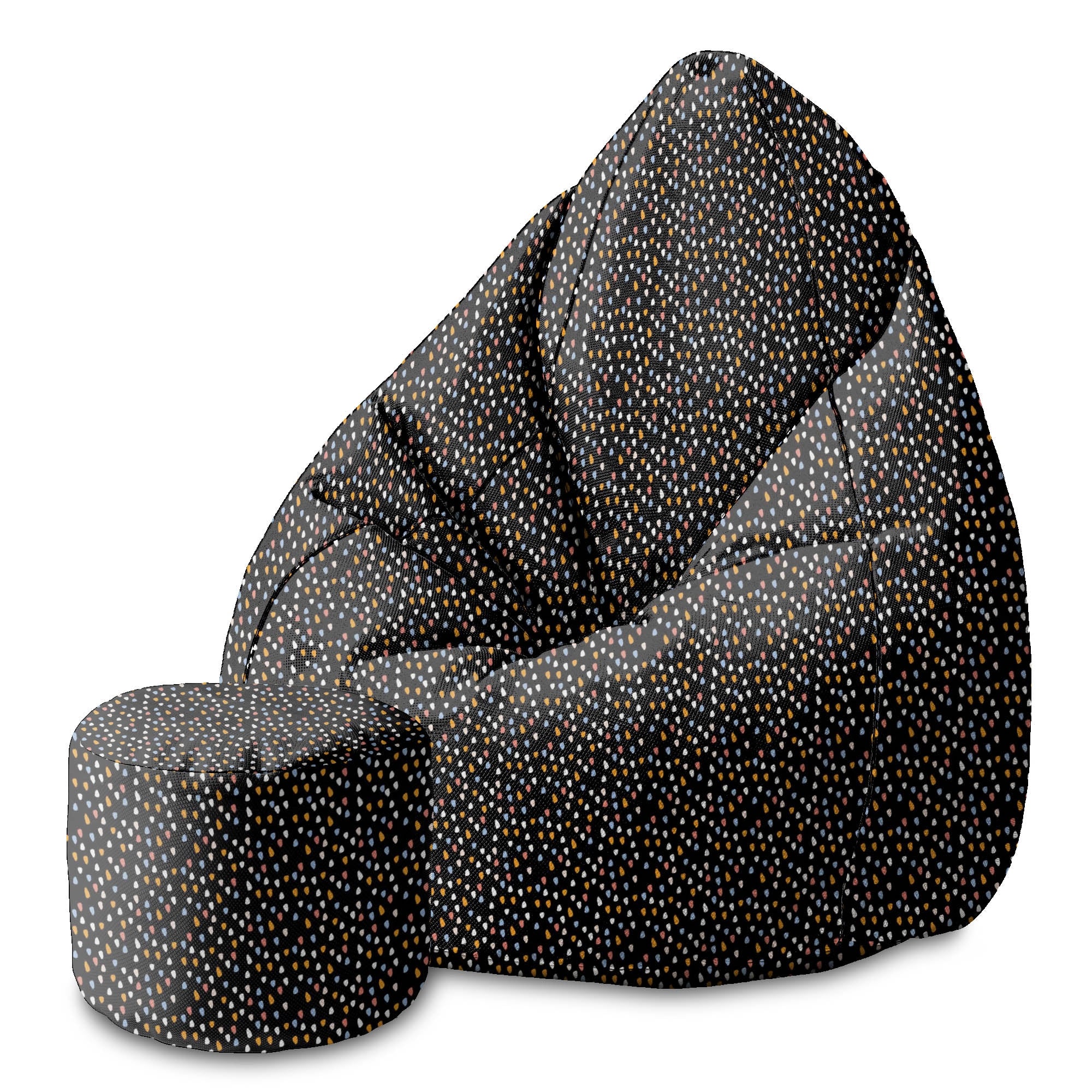 Round Pouf Footrest Abstract Design-Panama