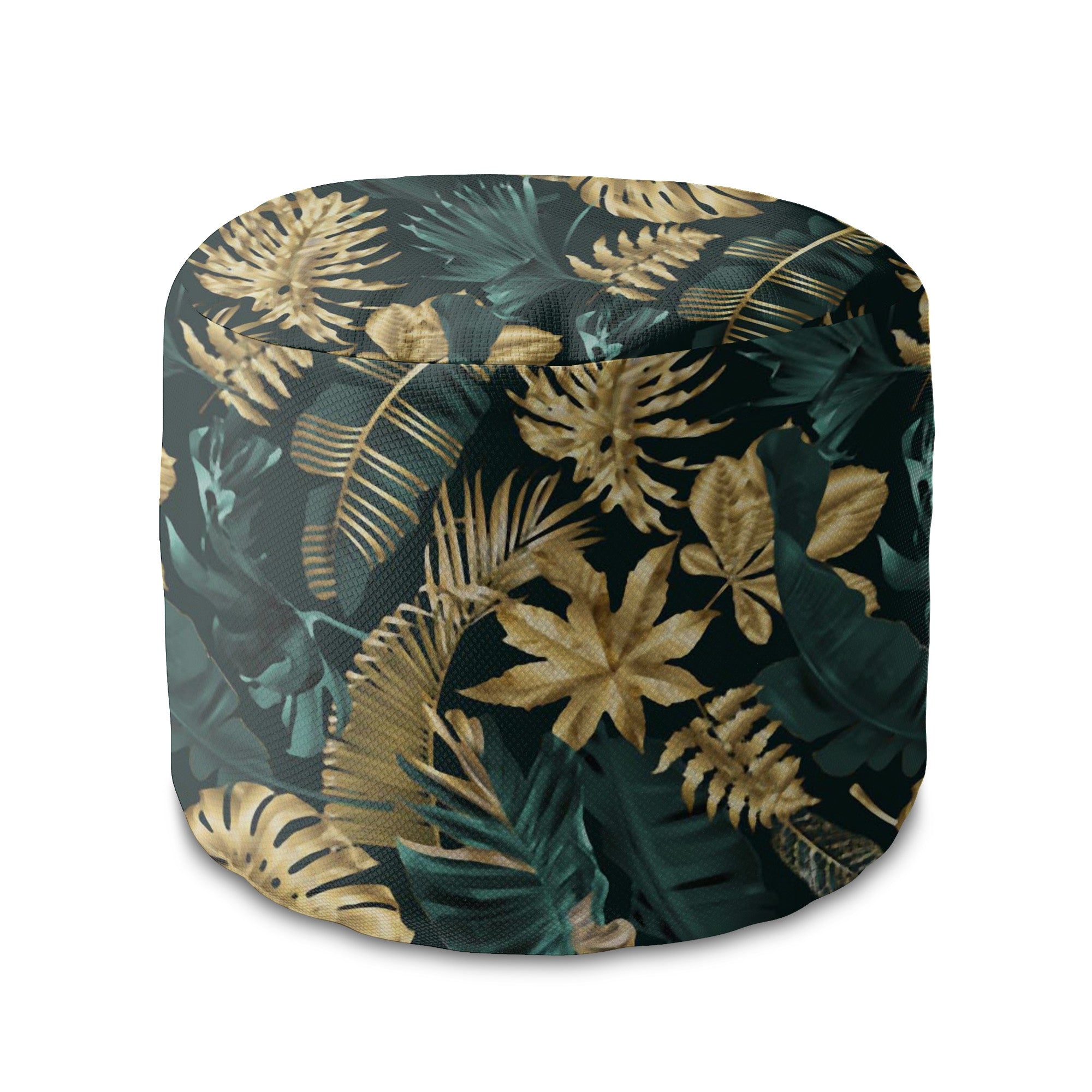 Puf okrągły podnóżek  Monstera Gold Green
