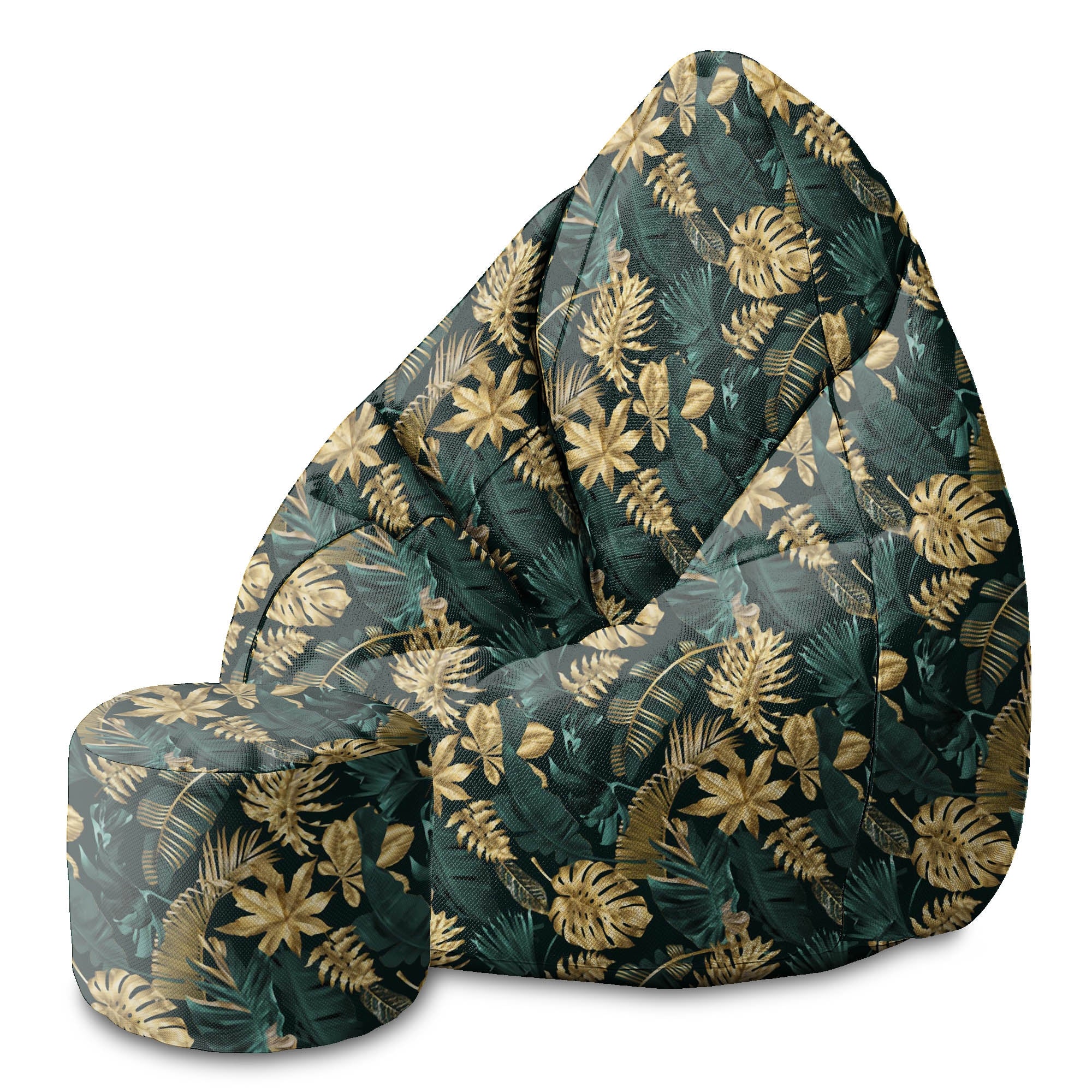 Puf okrągły podnóżek  Monstera Gold Green