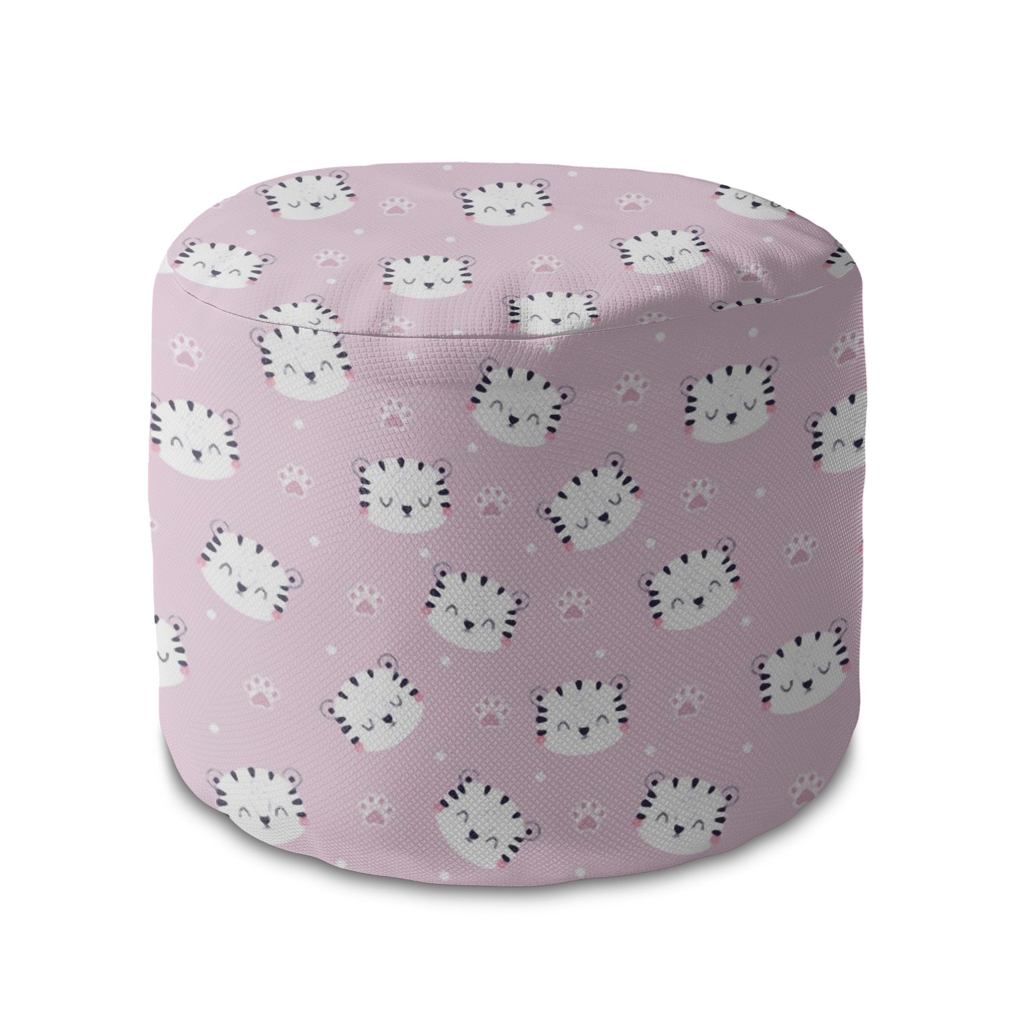Round pouf footstool Cute Tiger Paws