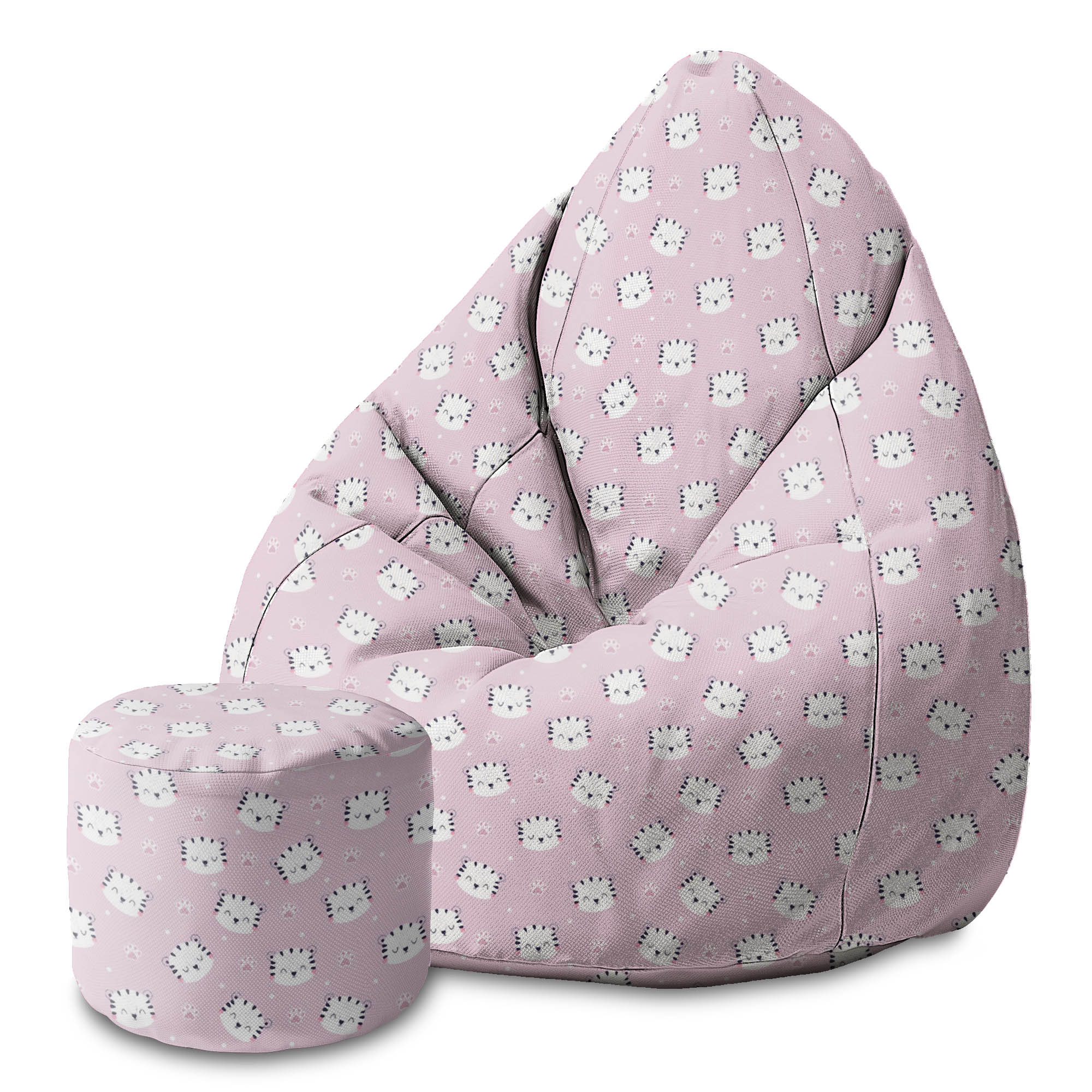 Round pouf footstool Cute Tiger Paws