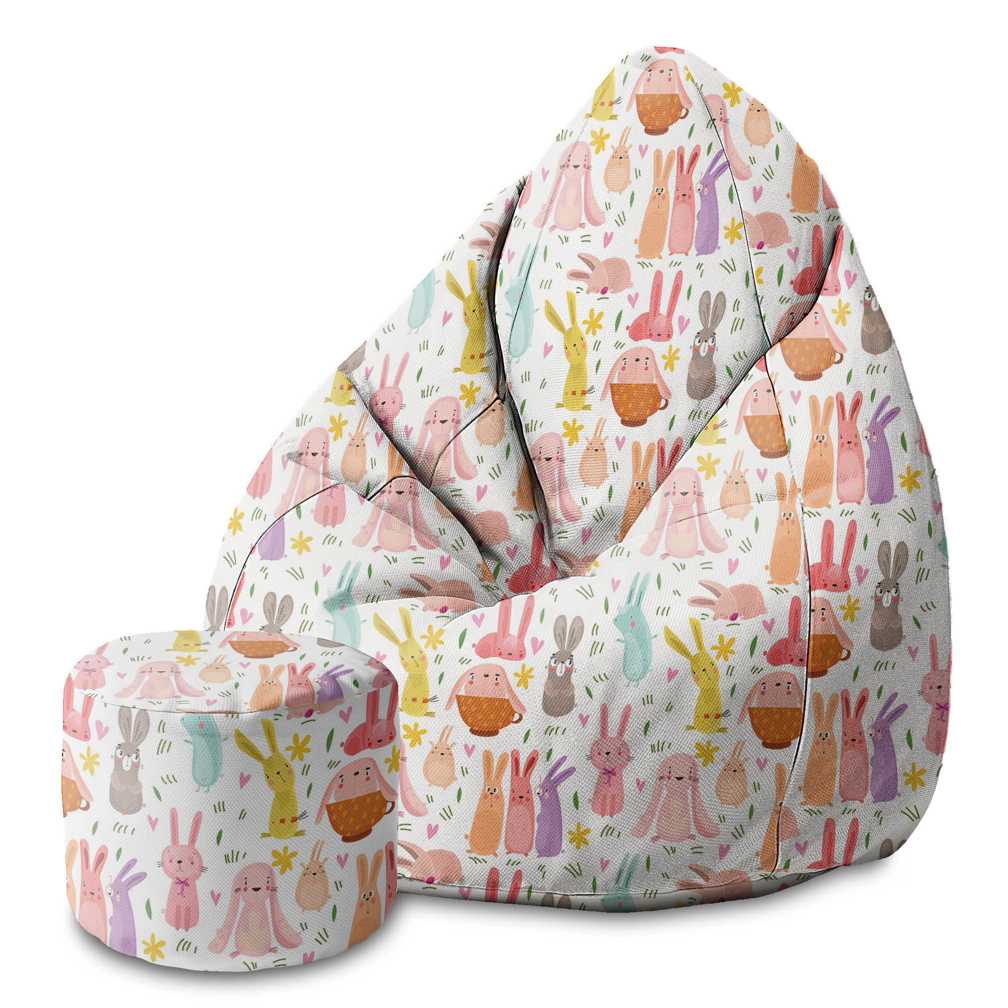 Runder Hocker Fußstütze Colorful Rabbits-Panama