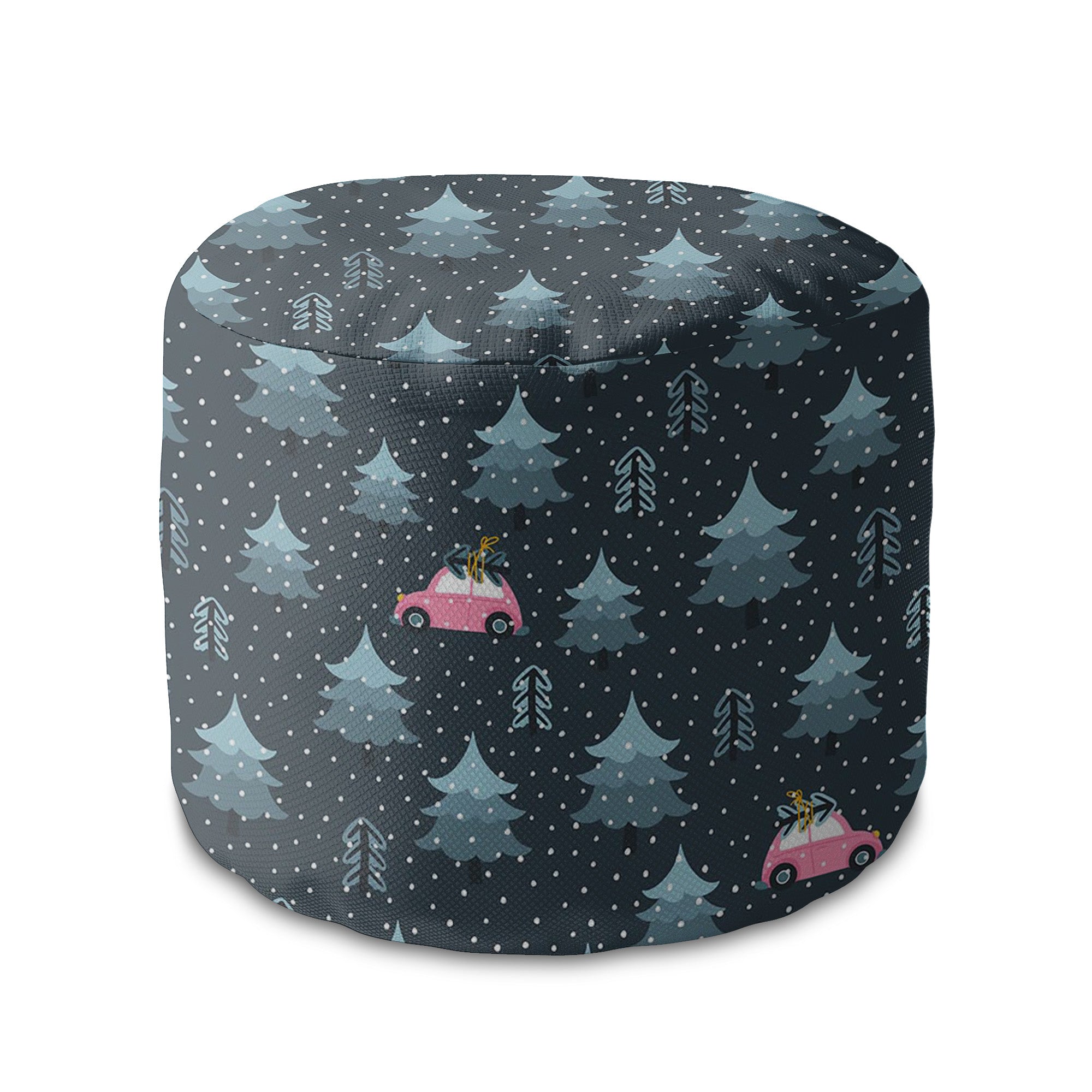 Round pouf footstool Christmas Trip-Oxford