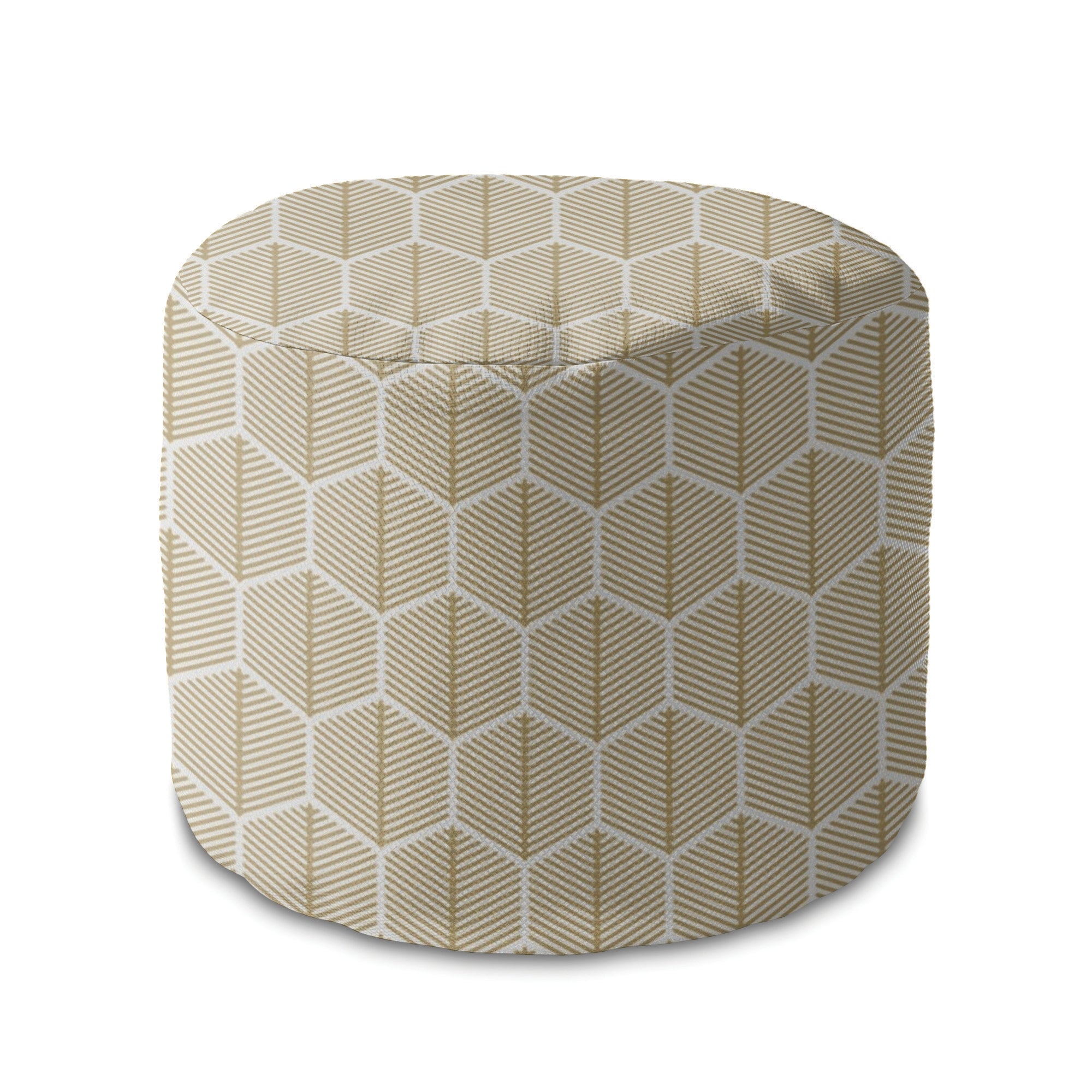 Round Pouf Footstool Hexagonal Gold-Oxford