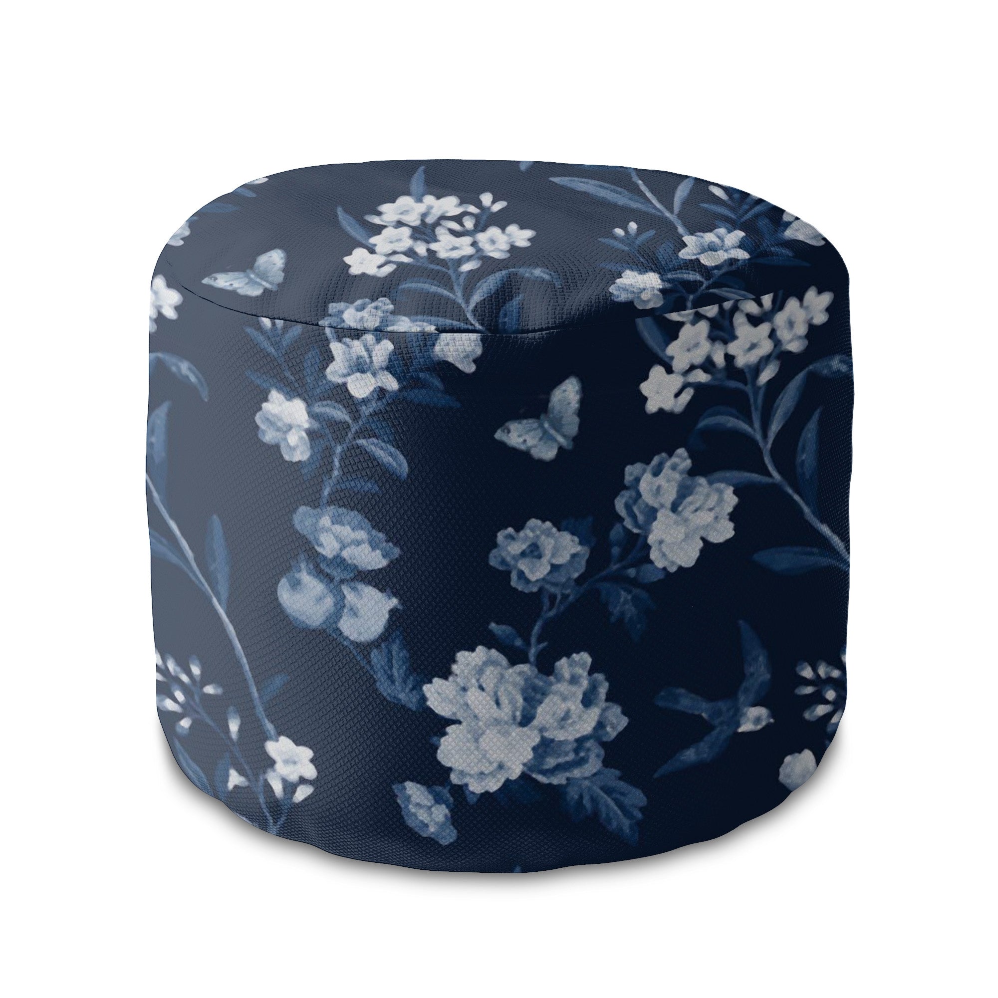 Puf okrągły podnóżek Blue Botanical