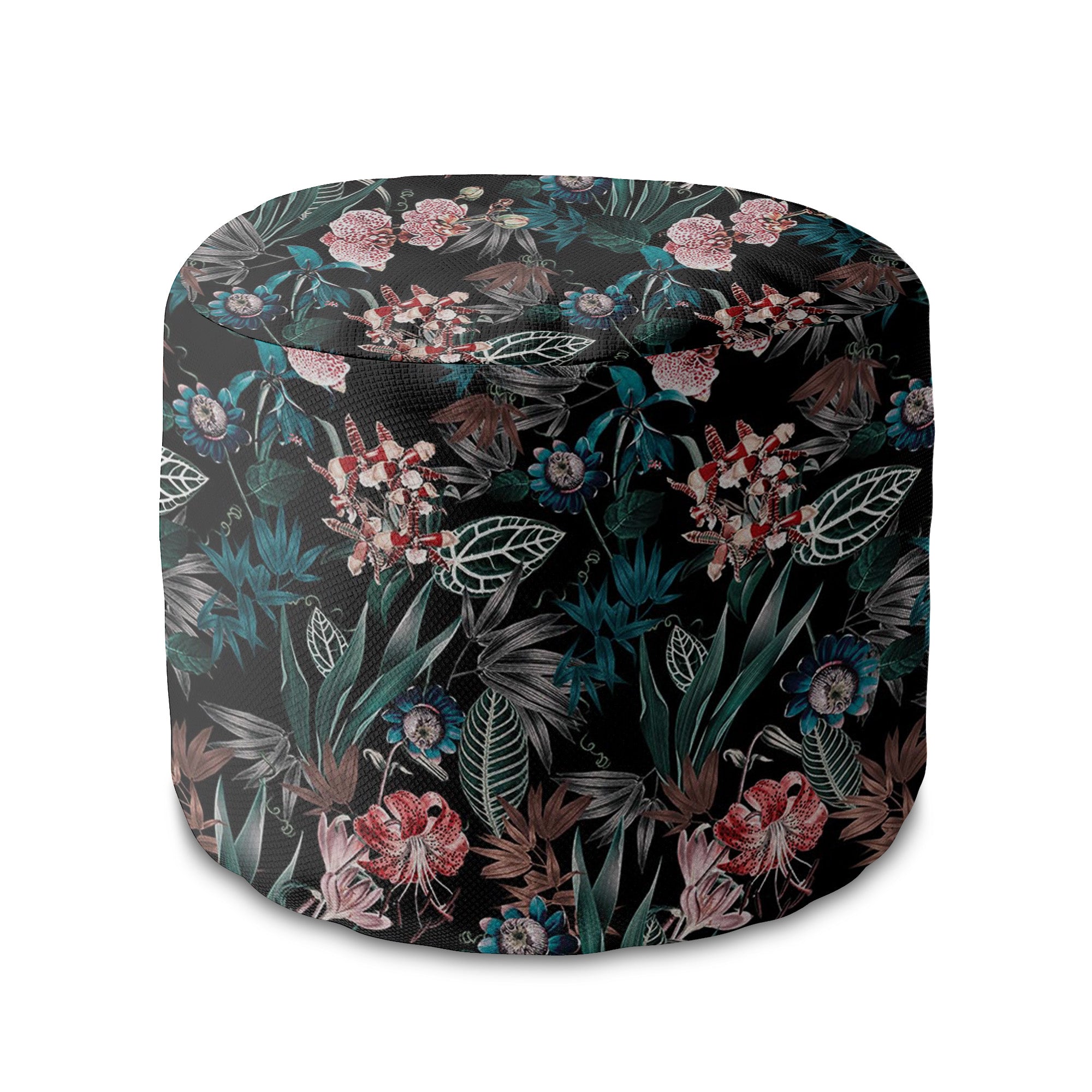 Runder Hocker Fußstütze Dark Botanical-Oxford