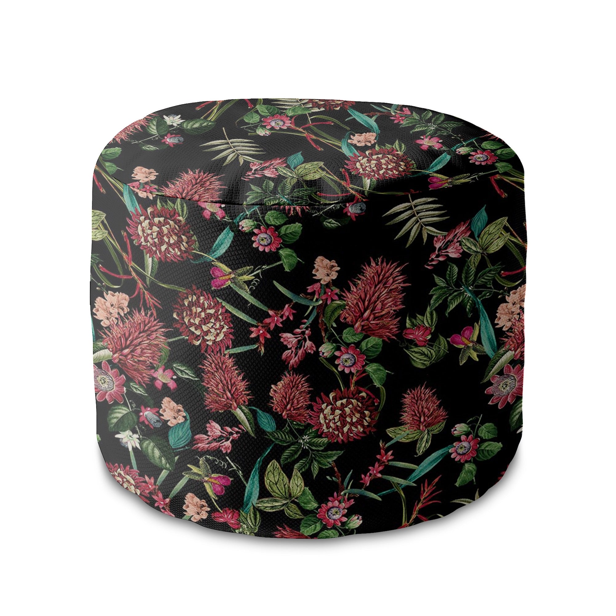 Puf okrągły podnóżek Dark Jungle Red-Oxford