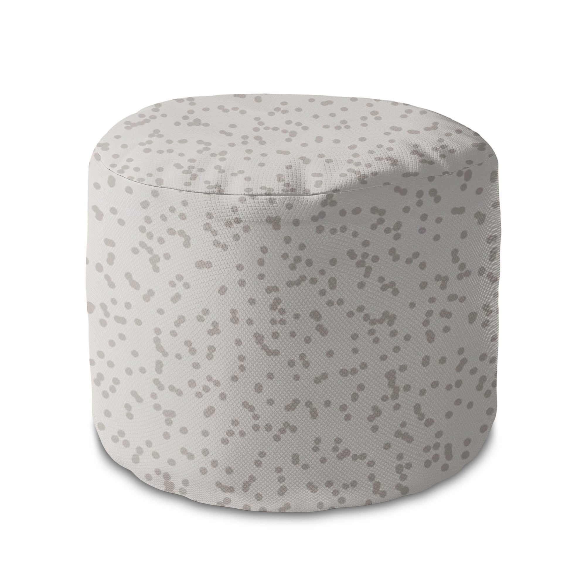 Round Pouf Footstool Beige Dots-Panama