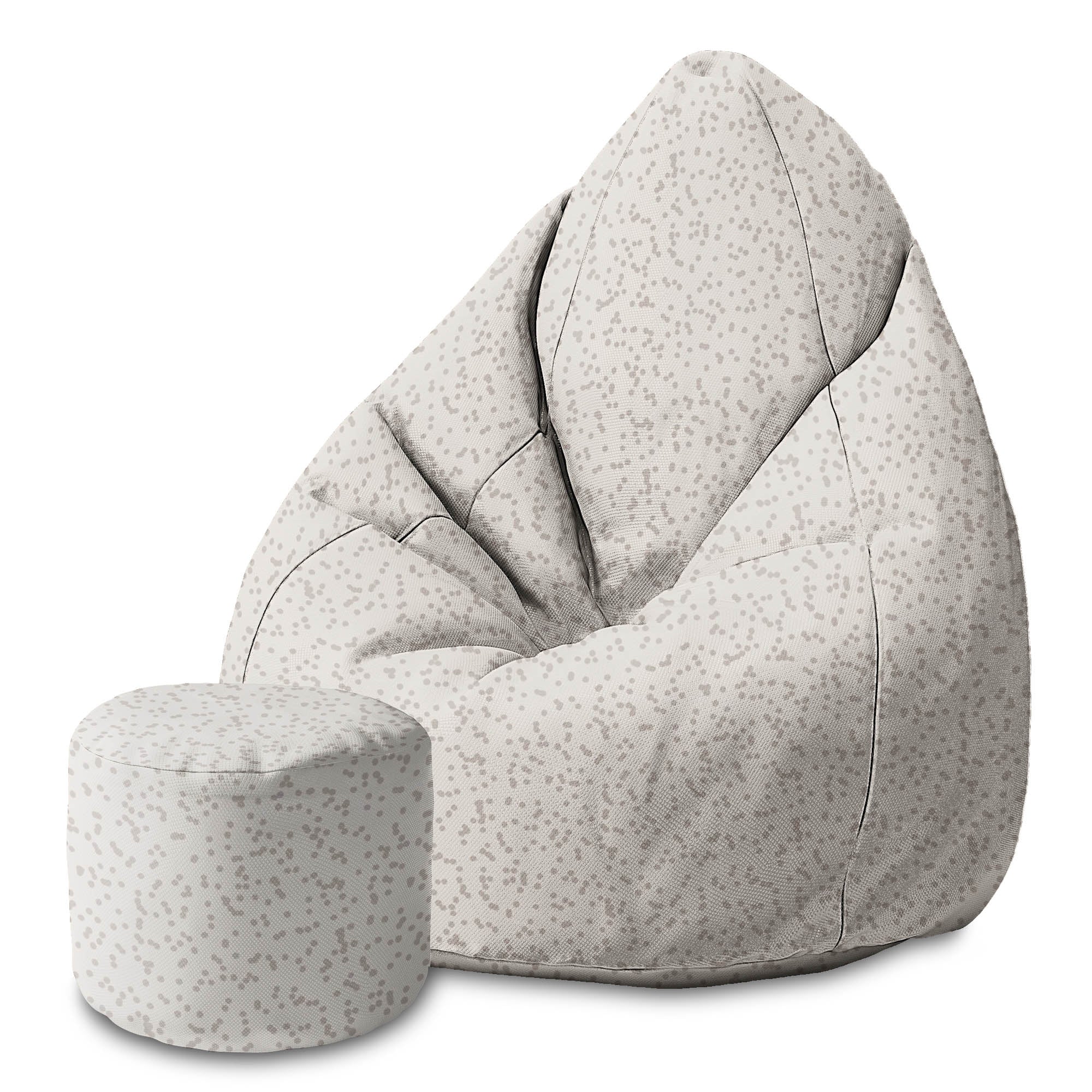 Round Pouf Footstool Beige Dots-Oxford