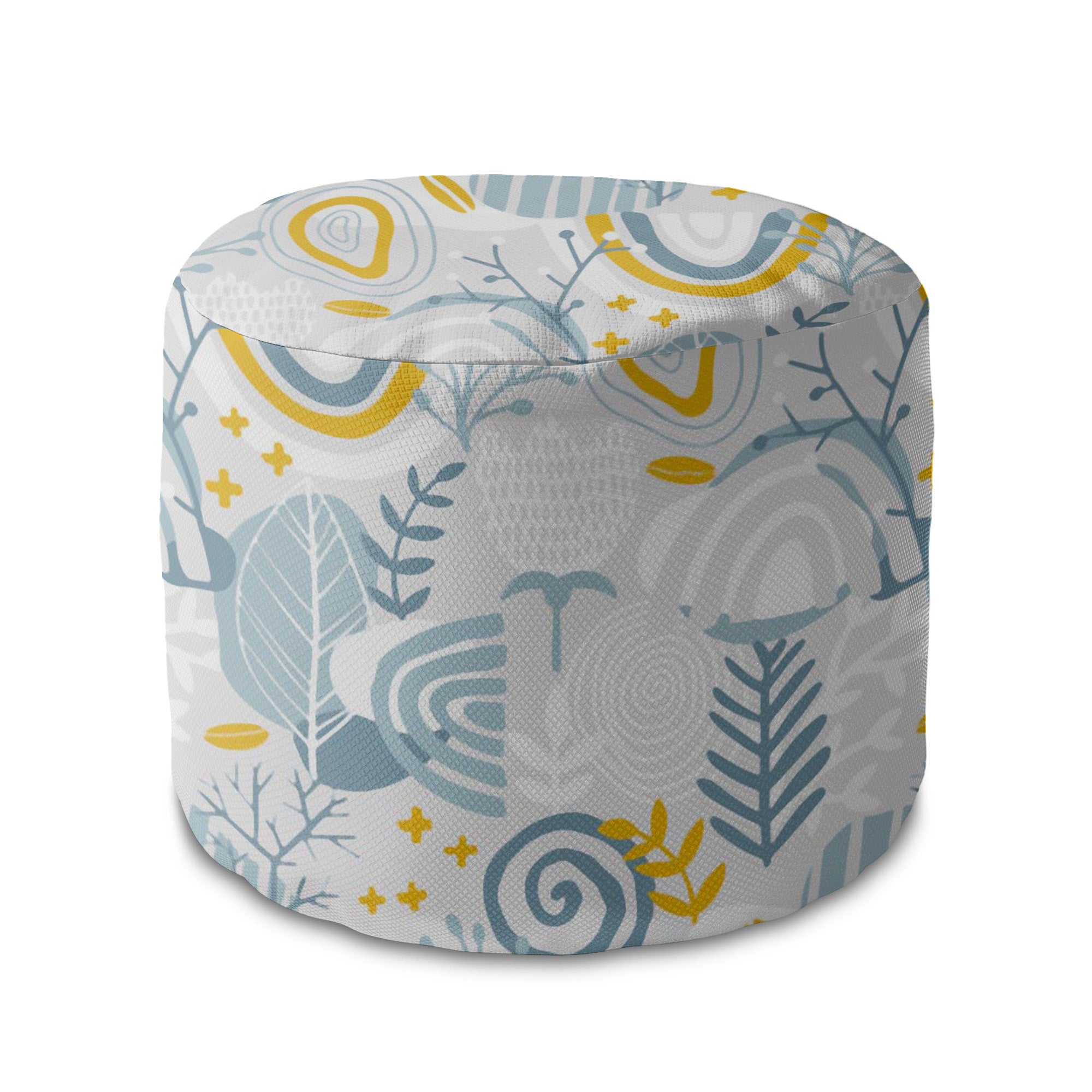 Puf okrągły podnóżek Grey Floral Pattern-Oxford