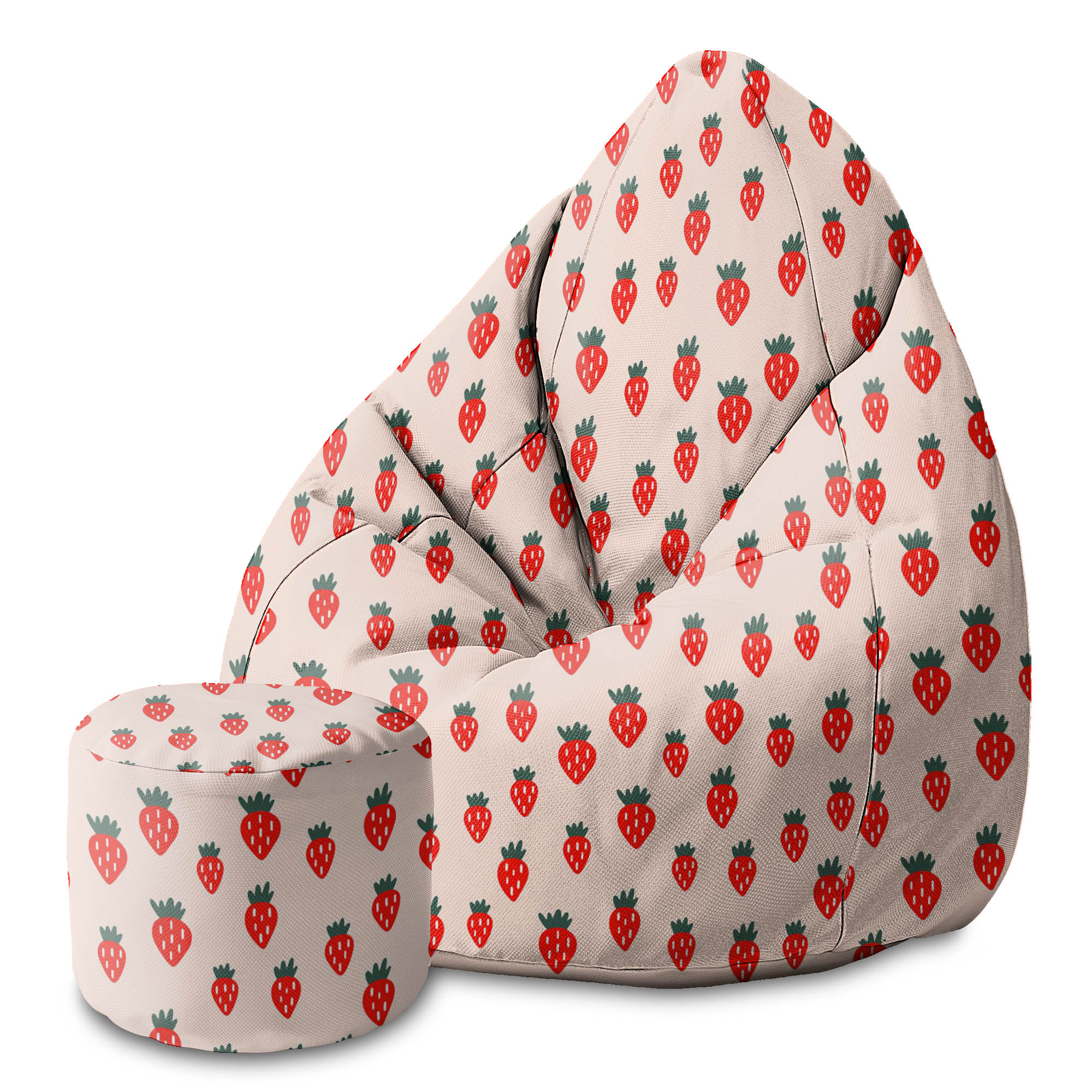 Round Pouf Footstool Strawberry Jam-Oxford