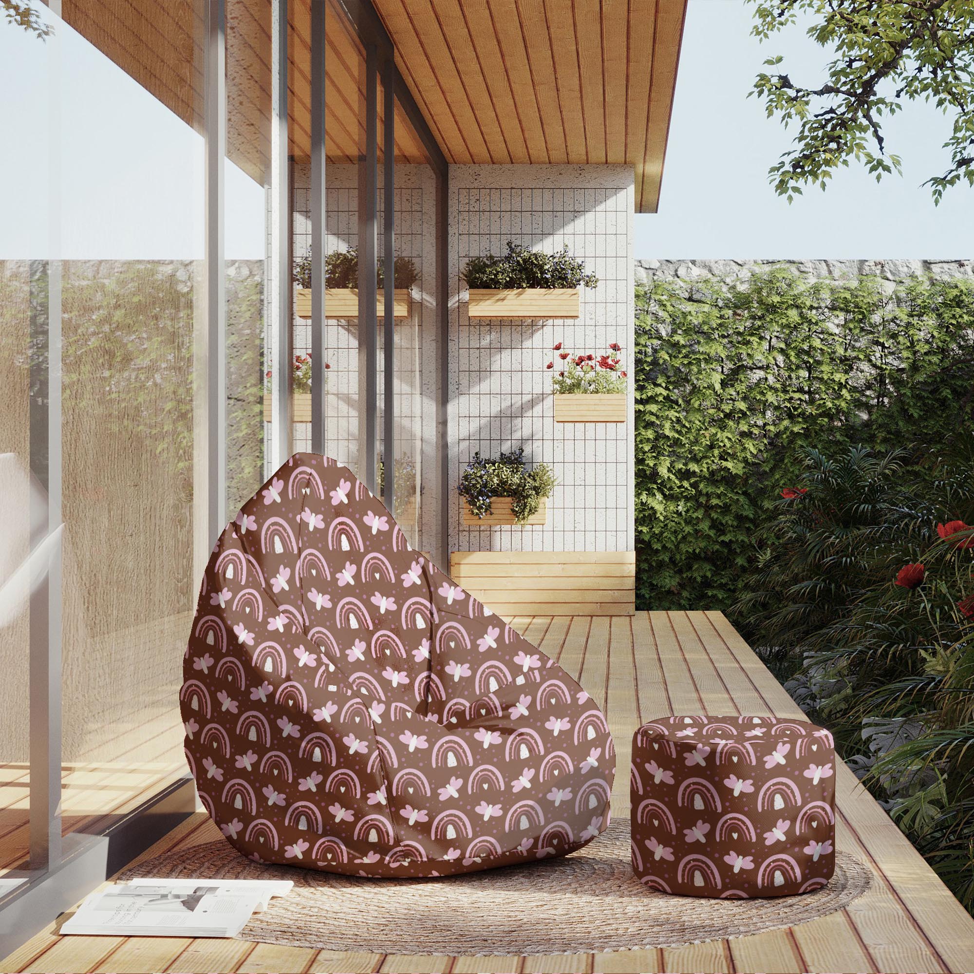 Runder Hocker Fußhocker Butterflies and Rainbows-Panama