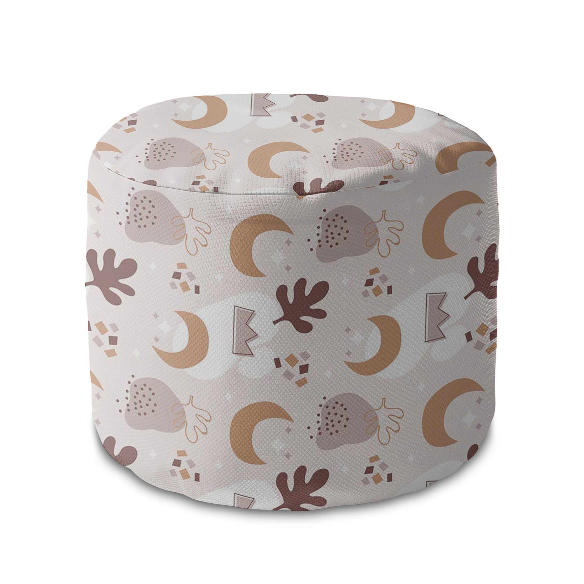 Round Pouf Footrest Abstract Doodle Baby Pattern-Velvet