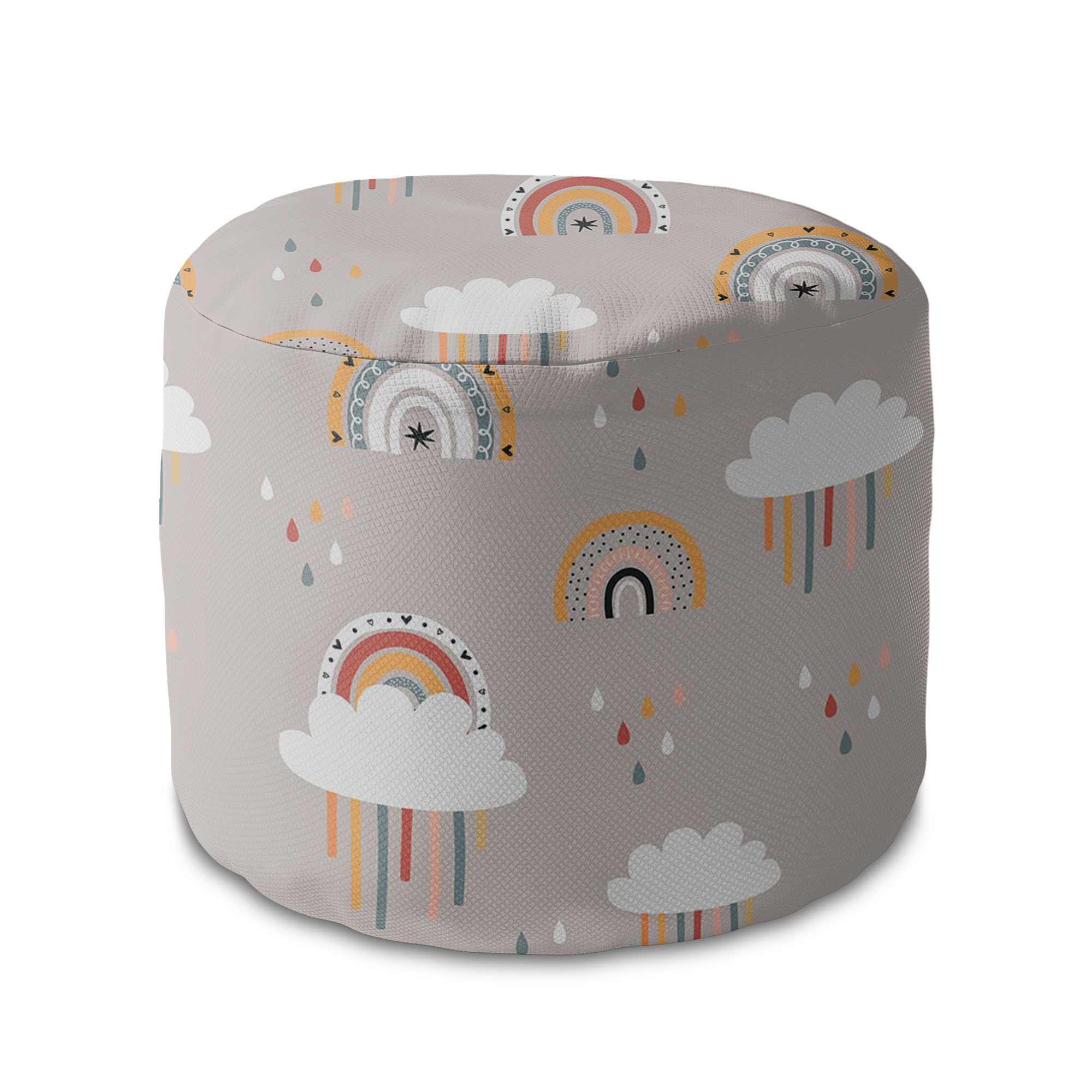 Runder Hocker Fußstütze Beige Rainbow-Velvet