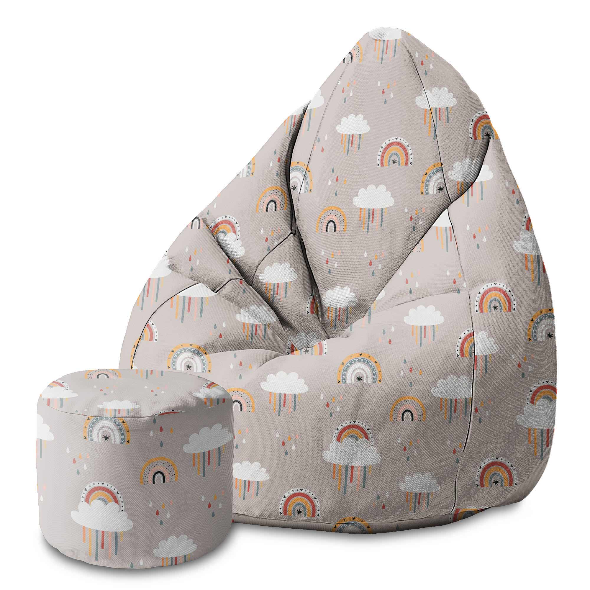 Puf okrągły podnóżek Beige Rainbow