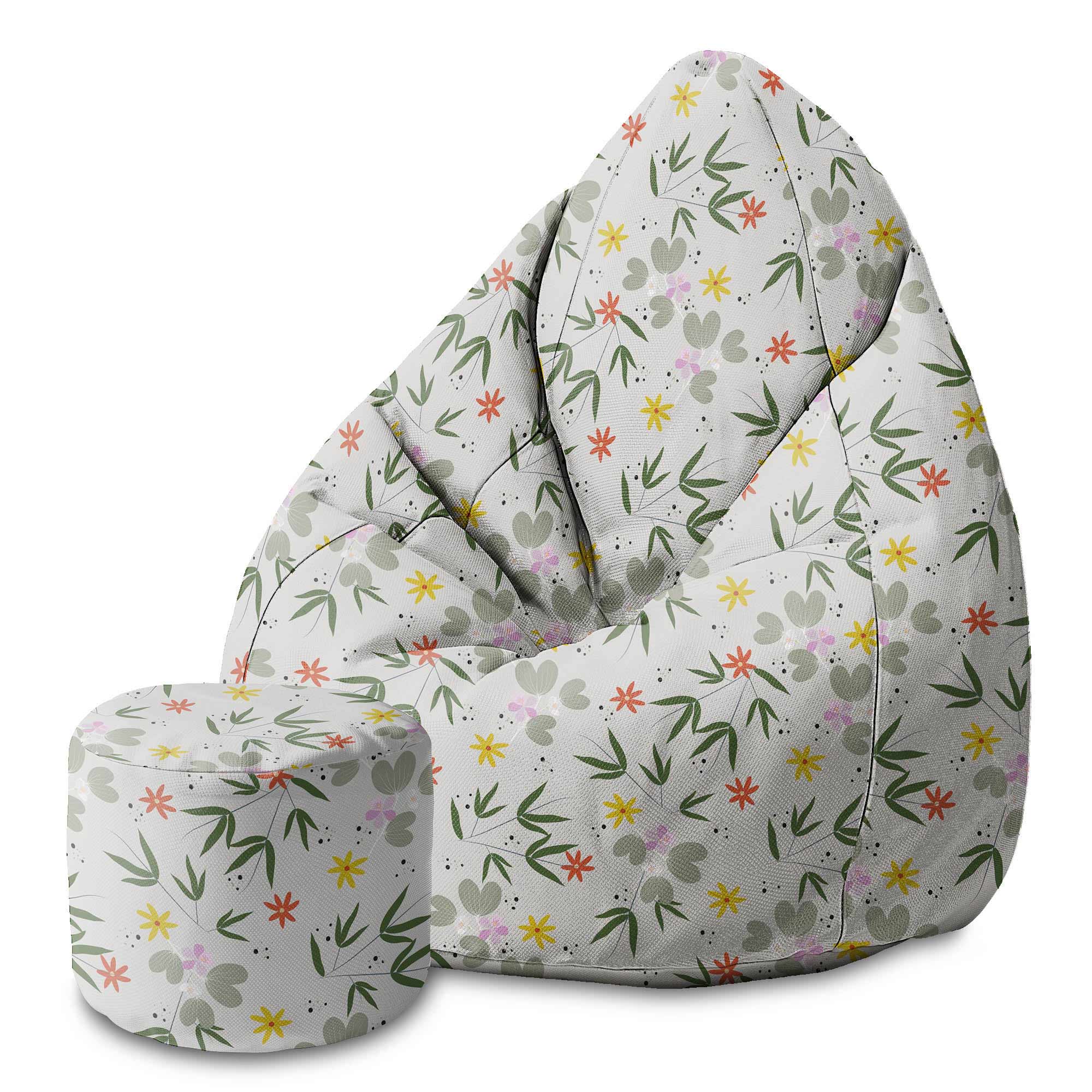 Puf okrągły podnóżek Flower Doodling