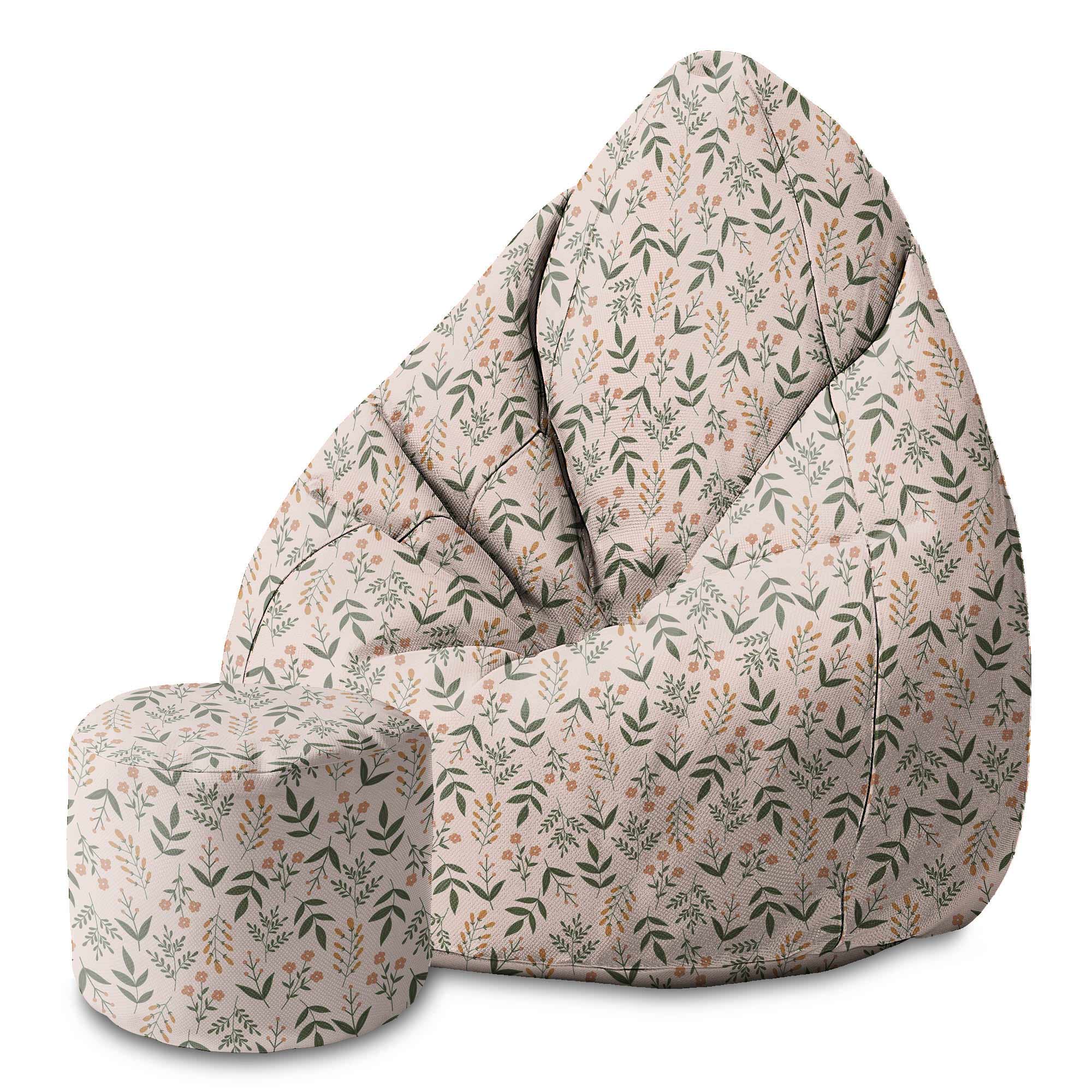 Puf okrągły podnóżek Botanical Beige Pattern